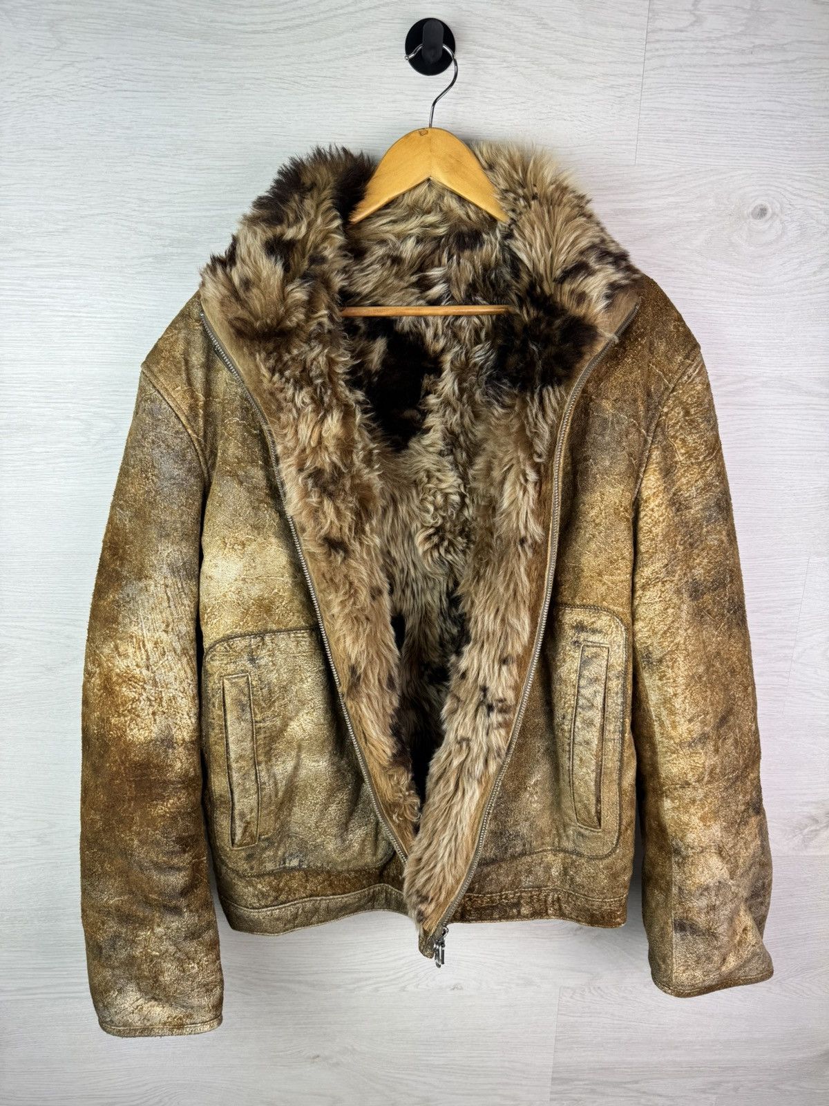 Camel Camel Shearling Jacket Vintage Brown Sheepskin Fur Lined Size US XXL / EU 58 / 5 - 2 Thumbnail