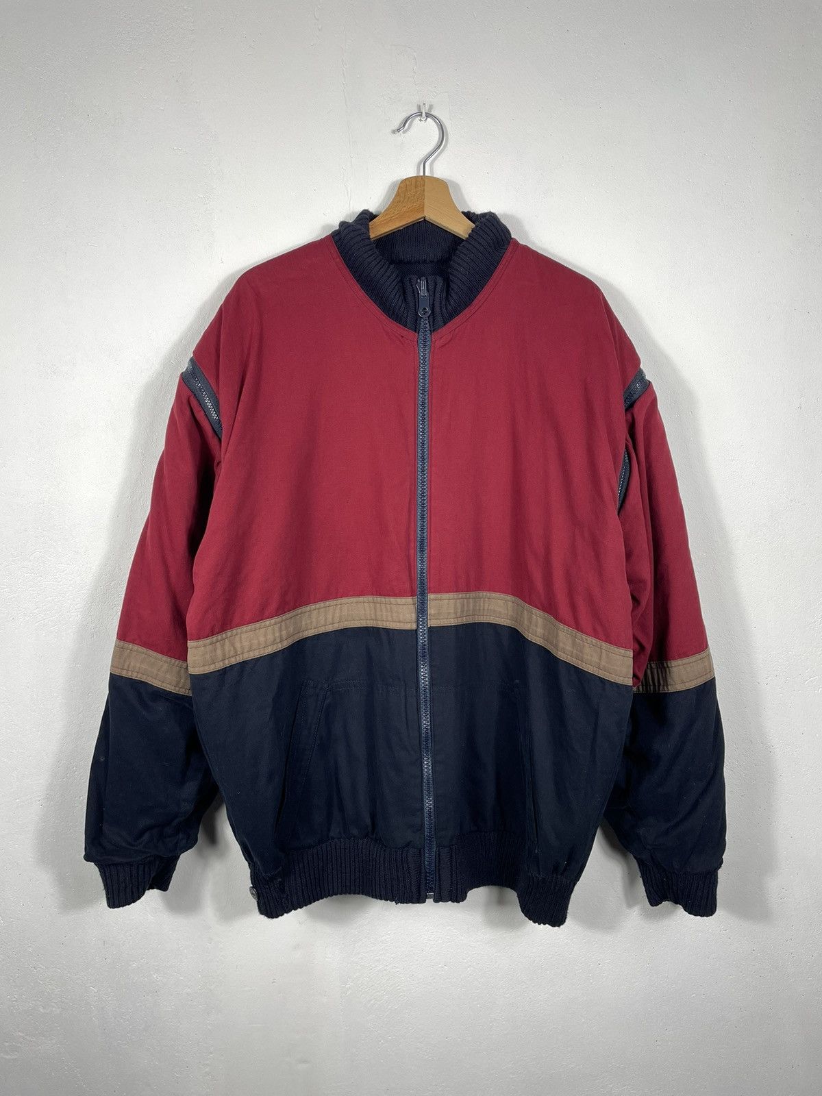 Designer × Paul & Shark × Vintage Retro 90s Navy Red Paul & Shark Double-sided Bomber Size US XXL / EU 58 / 5 - 5 Thumbnail