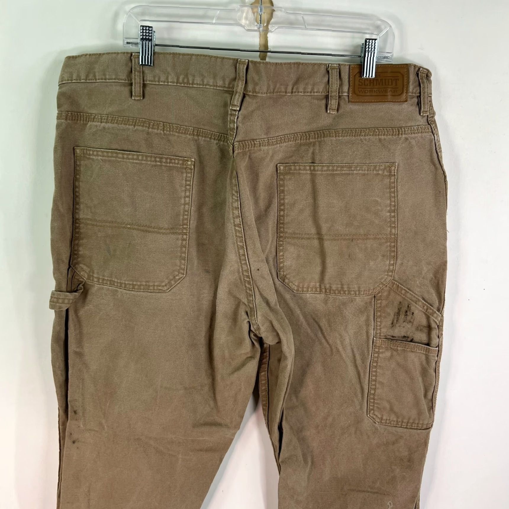 Vintage VINTAGE C.E. Schmidt Carpenter Work Pants Jeans Mens Size 40 Tan Distressed Cotton Cargo 32-in Inseam Size US 40 / EU 56 - 5 Thumbnail