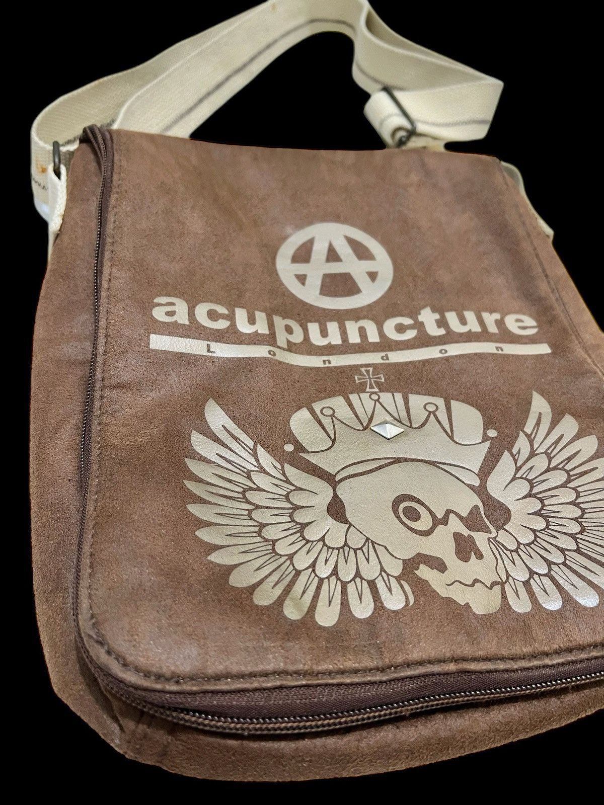Acupuncture × If Six Was Nine × Le Grande Bleu (L.G.B.) Acupuncture anarchy brown suede mini sling bag Size ONE SIZE - 2 Thumbnail