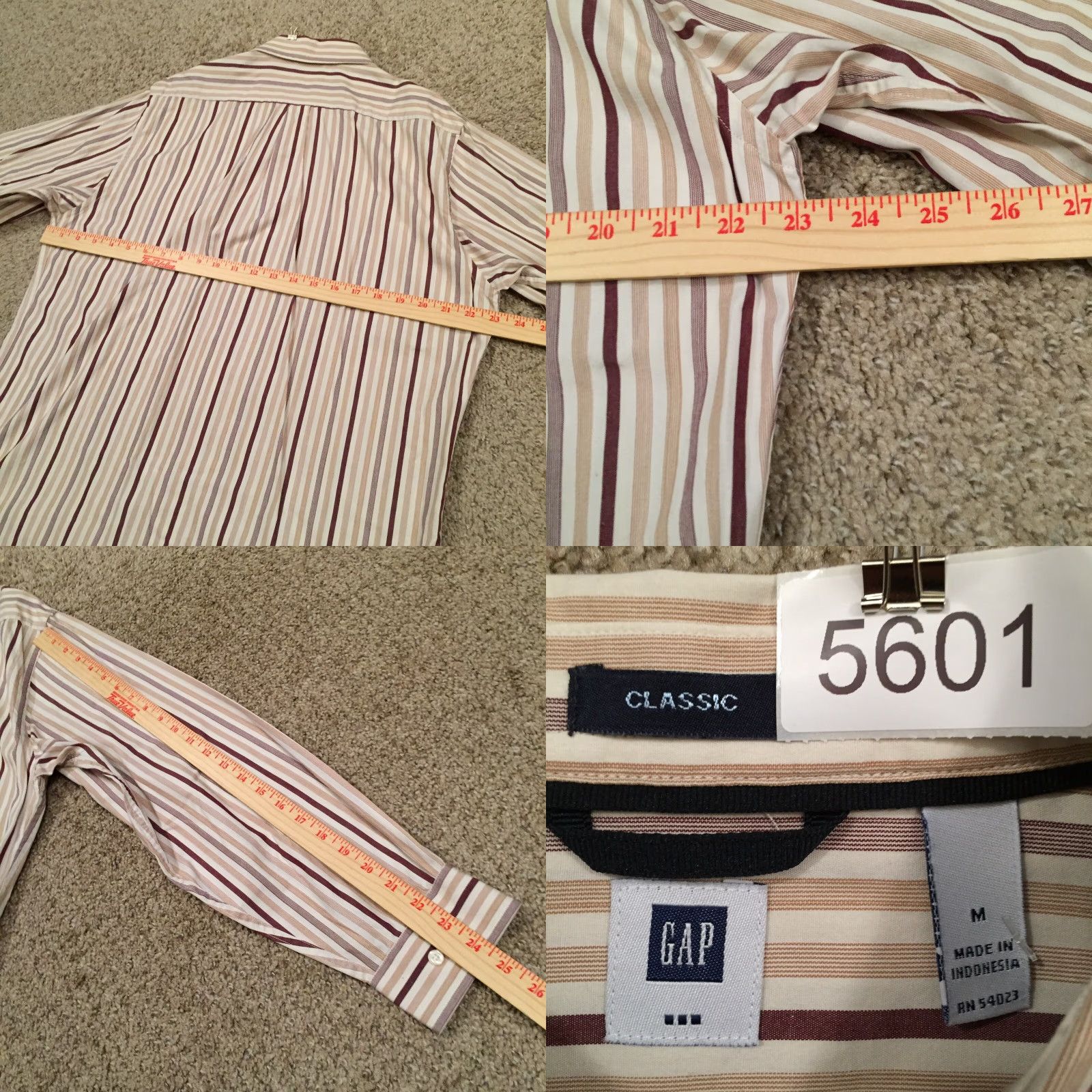 Gap Gap Shirt Button-Up Mens Medium Brown Striped Long Sleeve Collared Cotton Shirt Size US M / EU 48-50 / 2 - 8 Thumbnail