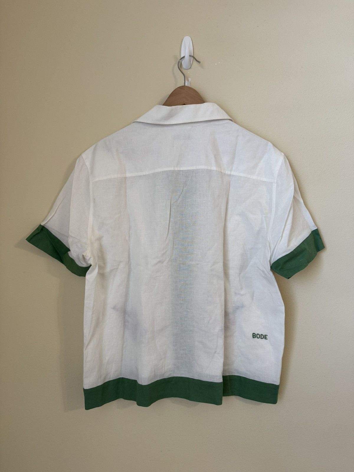 Bode Bode Sailboat Button Up Shirt White Green Linen Medium Large Size US M / EU 48-50 / 2 - 10 Thumbnail