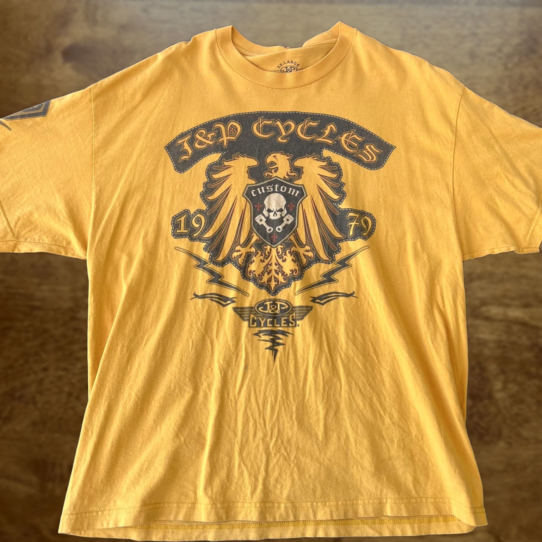 Vintage VINTAGE J&P Cycles Shirt Mens 2XL Yellow Biker Motorcycle Custom Graphic Eagle Skull 1979 Size US XXL / EU 58 / 5 - 1 Thumbnail