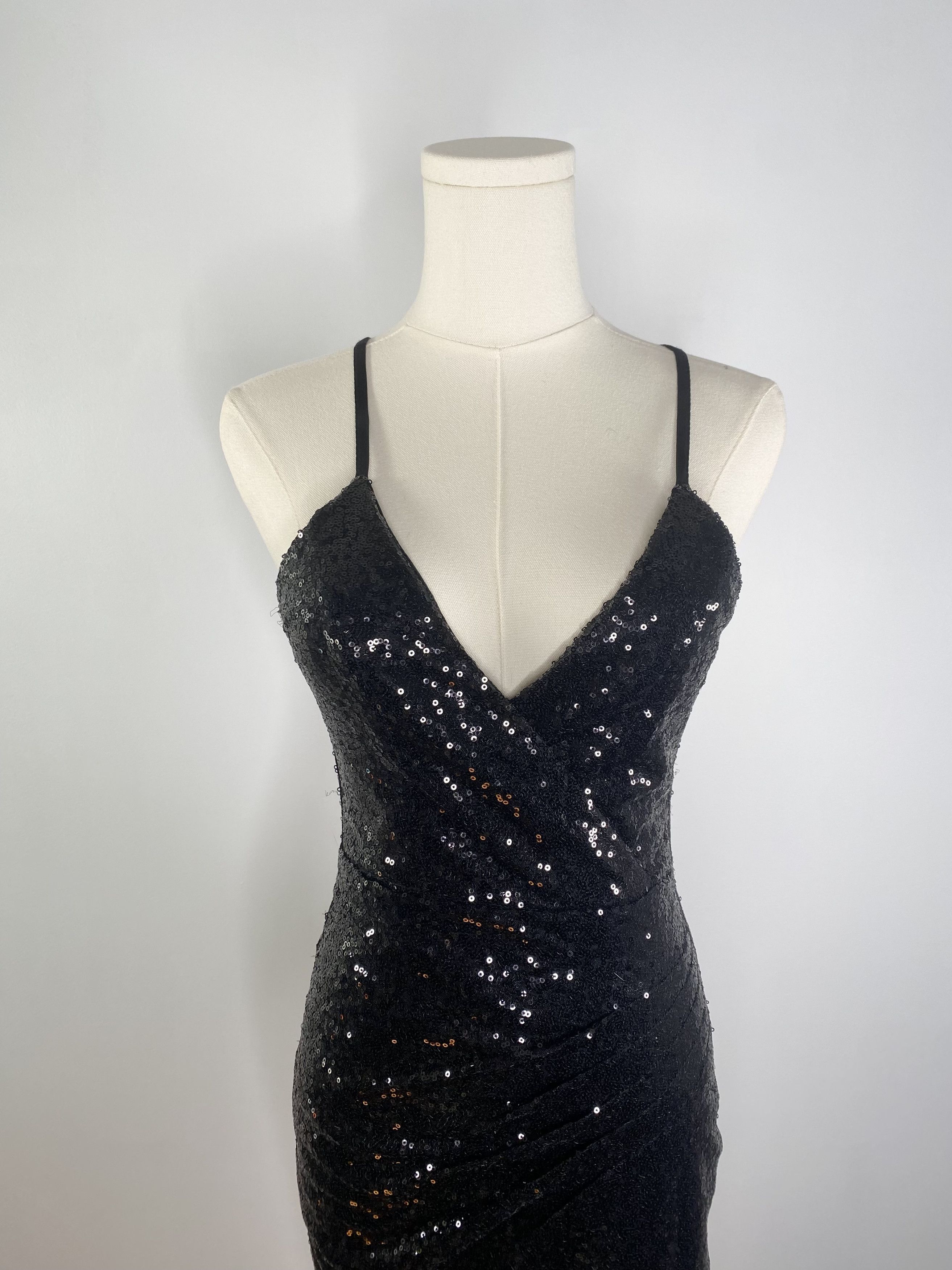 Vintage Sequin Black Dress Size S / US 4 / IT 40 - 3 Thumbnail
