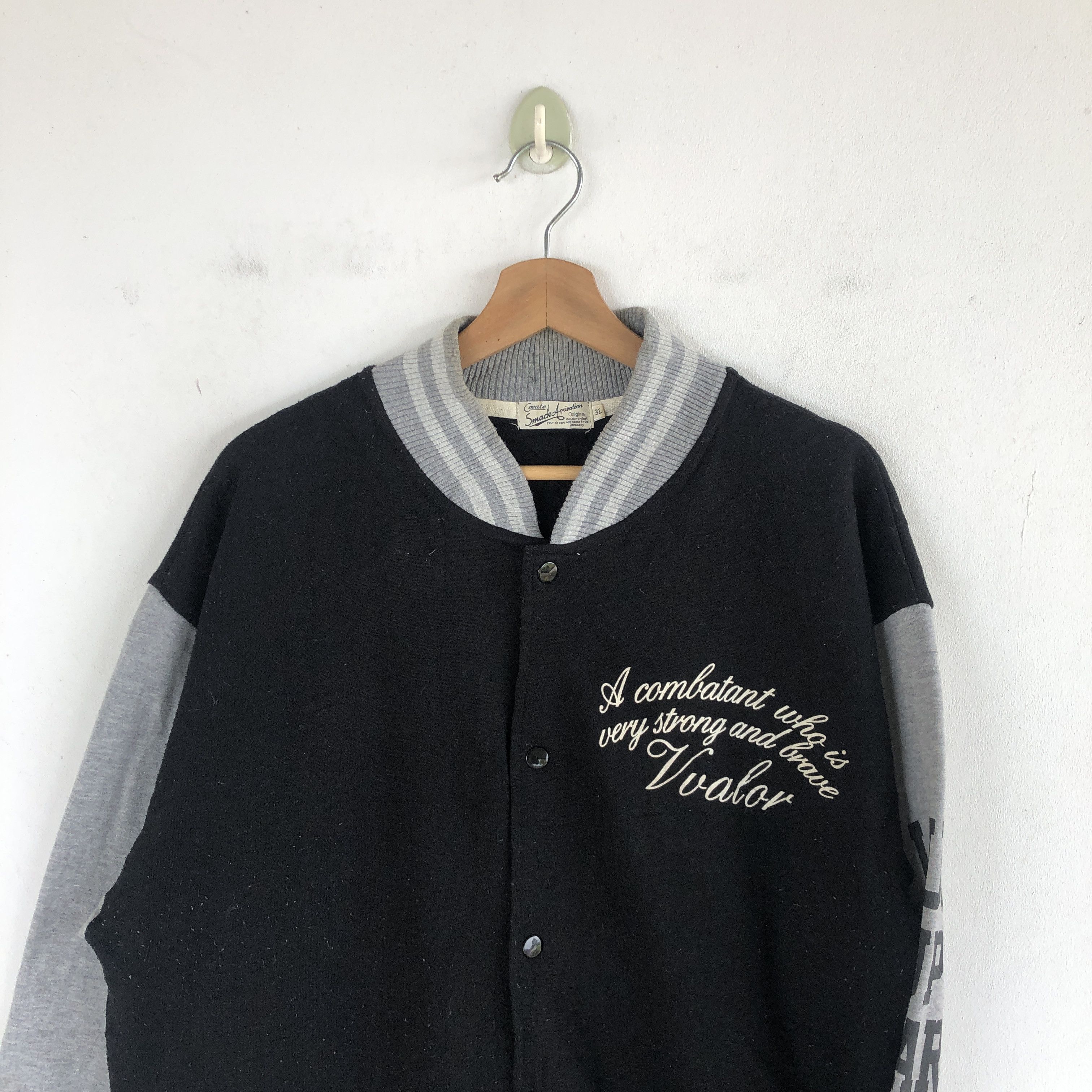 Japanese Brand × Vintage Vintage Y2K Japanese Humor Varsity Sweater Button Sweatshirt Size US L / EU 52-54 / 3 - 3 Thumbnail