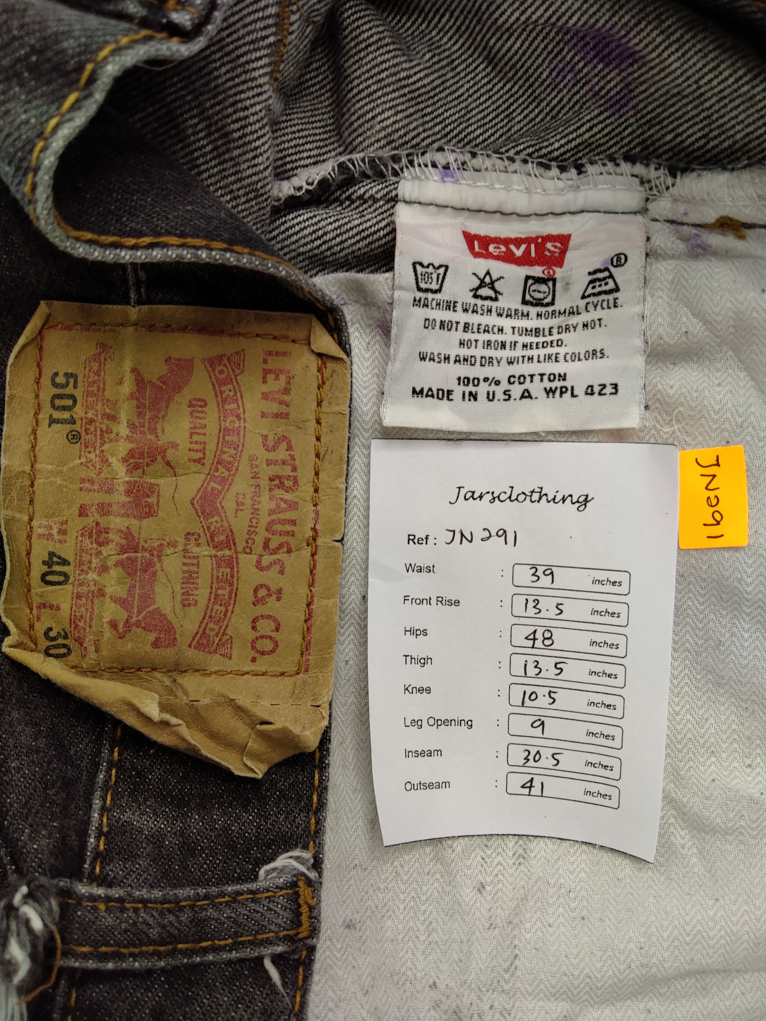 Levi's Vintage Levi's 501 Black USA 39x30.5 Denim -JN291 Size US 39 - 10 Thumbnail