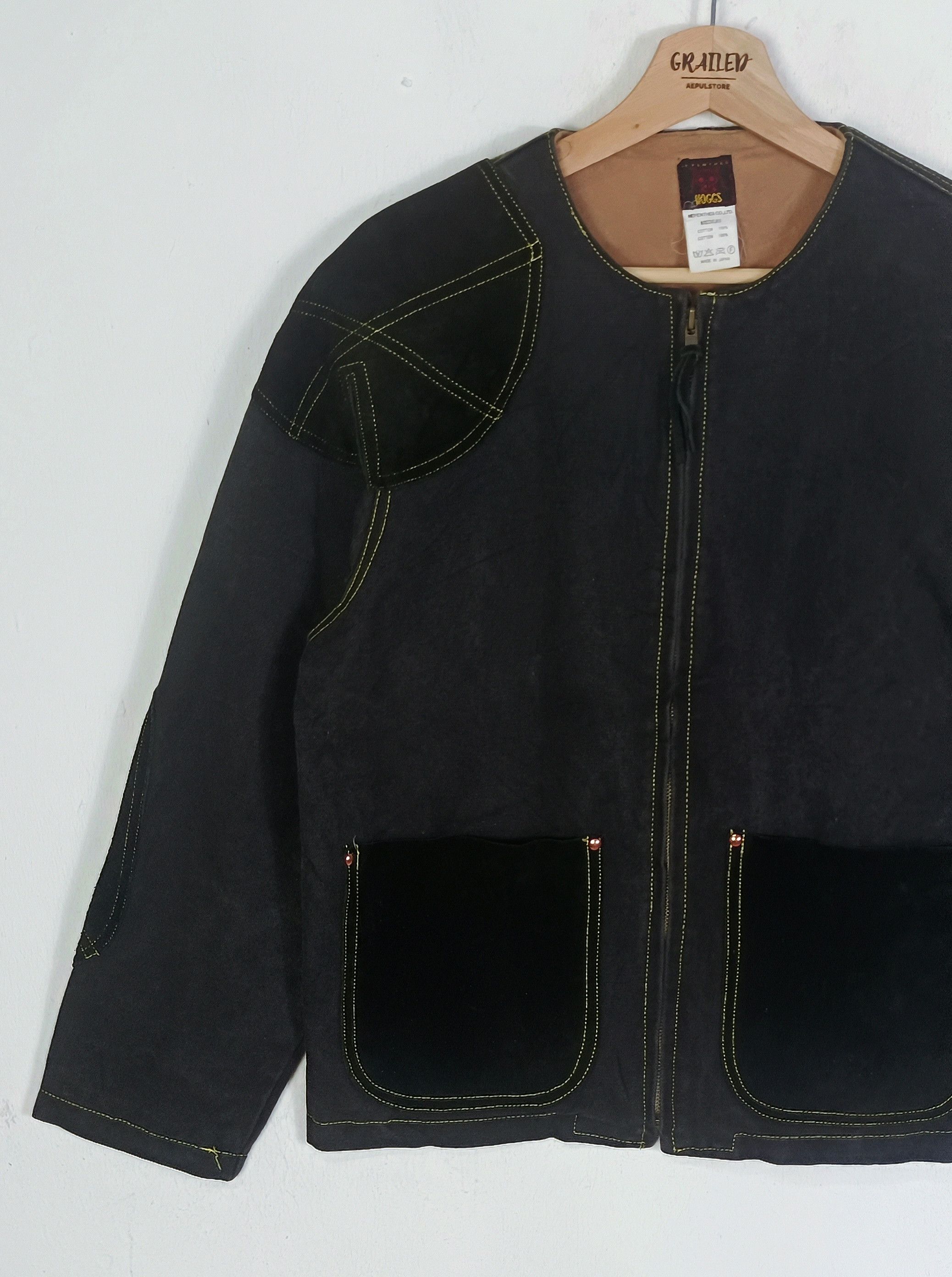Nepenthes Nepenthes Woggs Denim Jacket With Leather Pacthwork Size US L / EU 52-54 / 3 - 4 Thumbnail