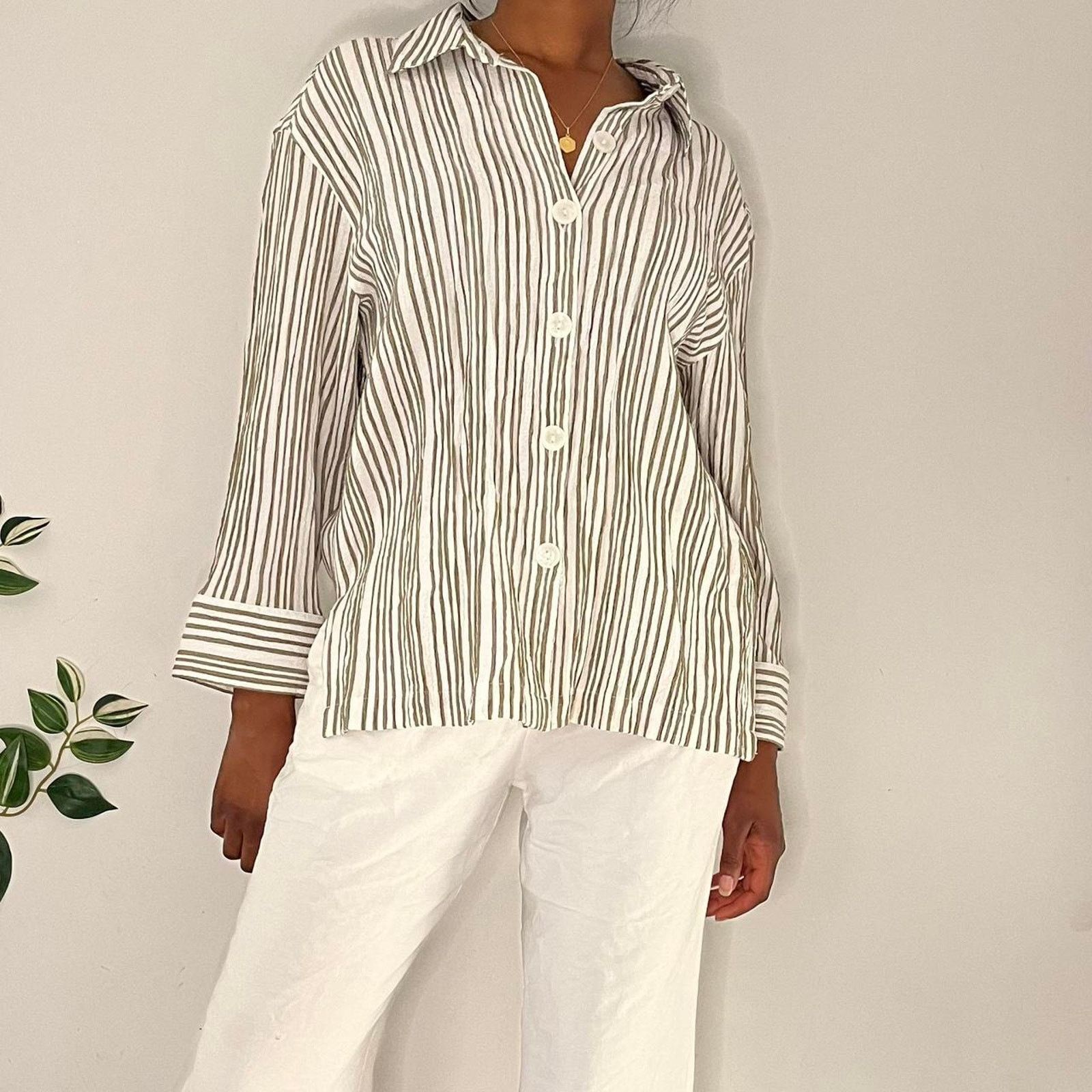 Other Olive ivory stripped linen Size M / US 6-8 / IT 42-44 - 1 Thumbnail