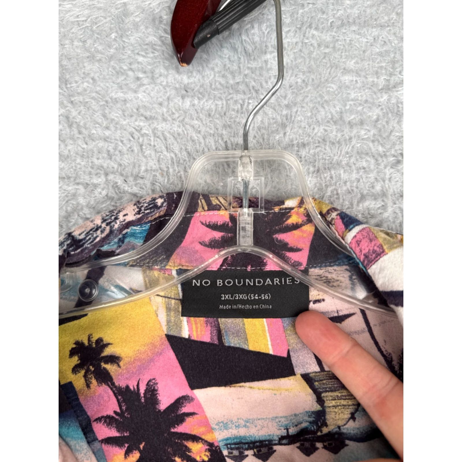 Vintage No Boundaries Shirt Mens 3XL XXXL Pink Blue Photocards Beach Hawaiian 100% Rayon Size US XXL / EU 58 / 5 - 6 Thumbnail