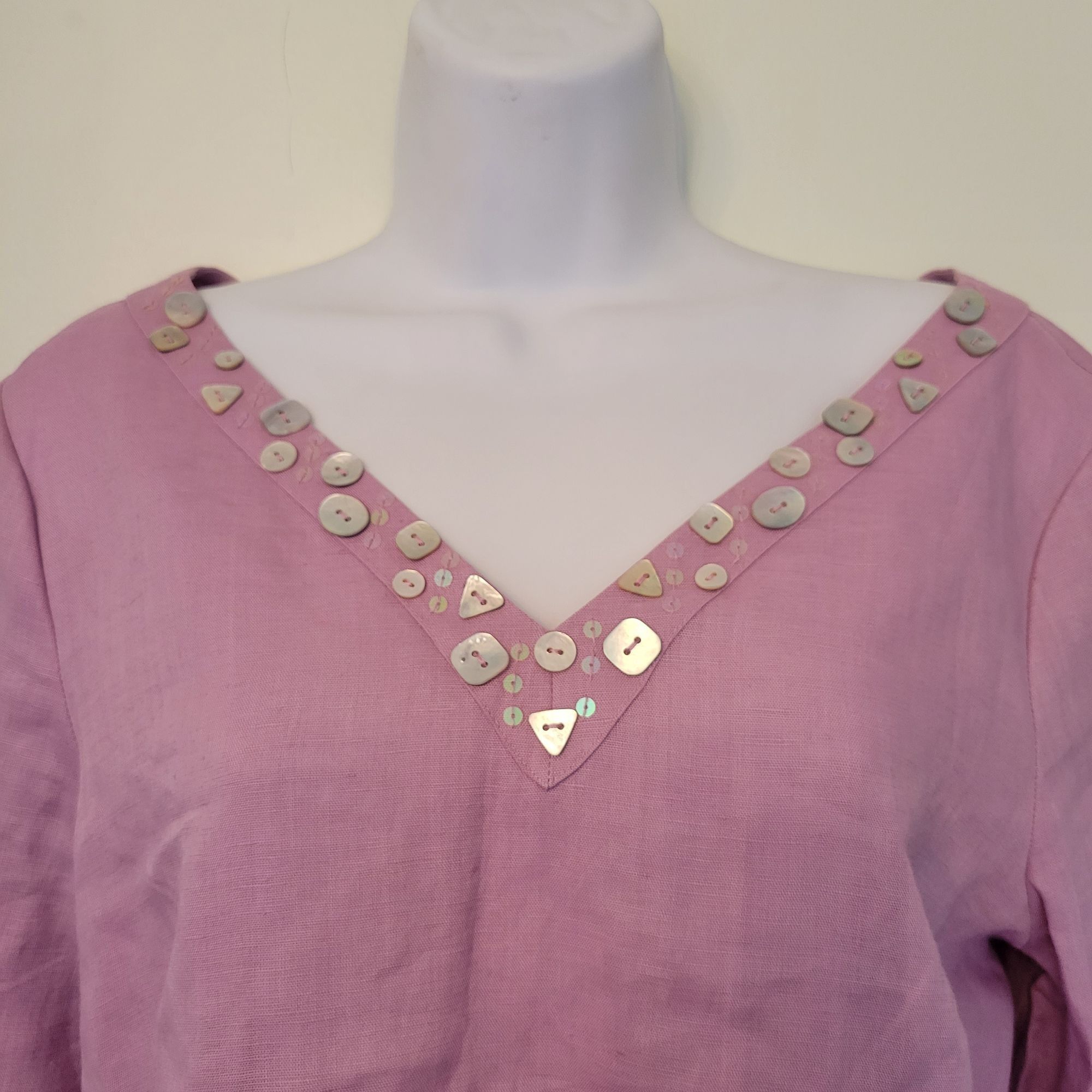 Vintage Richard Malcolm S Purple Irish Linen Top Shell Button Accent Size S / US 4 / IT 40 - 6 Thumbnail