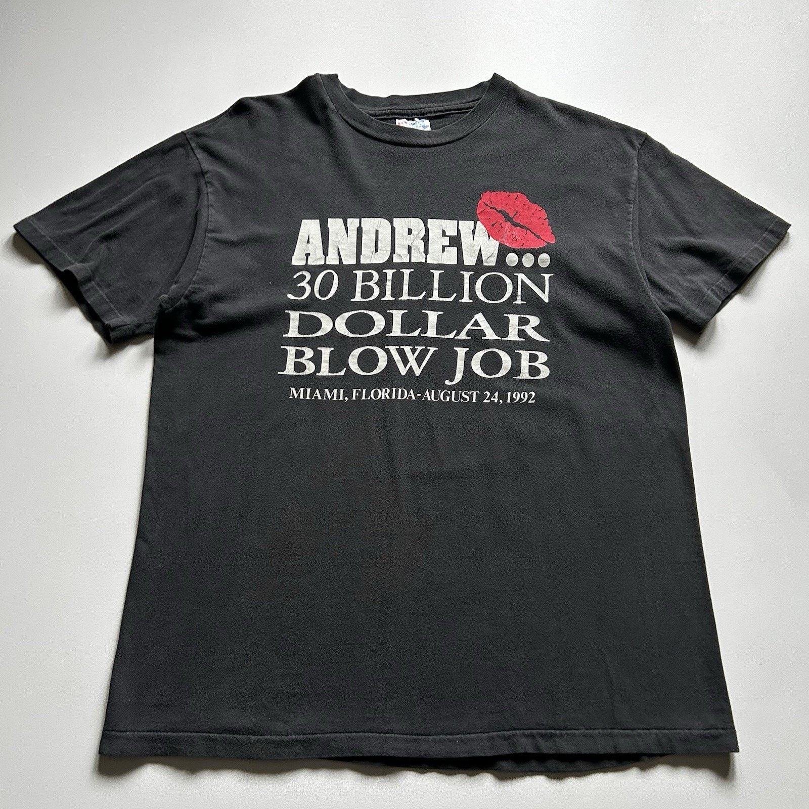 Vintage 90s Hurricane Andrew Shirt Large Blow Job Funny Art