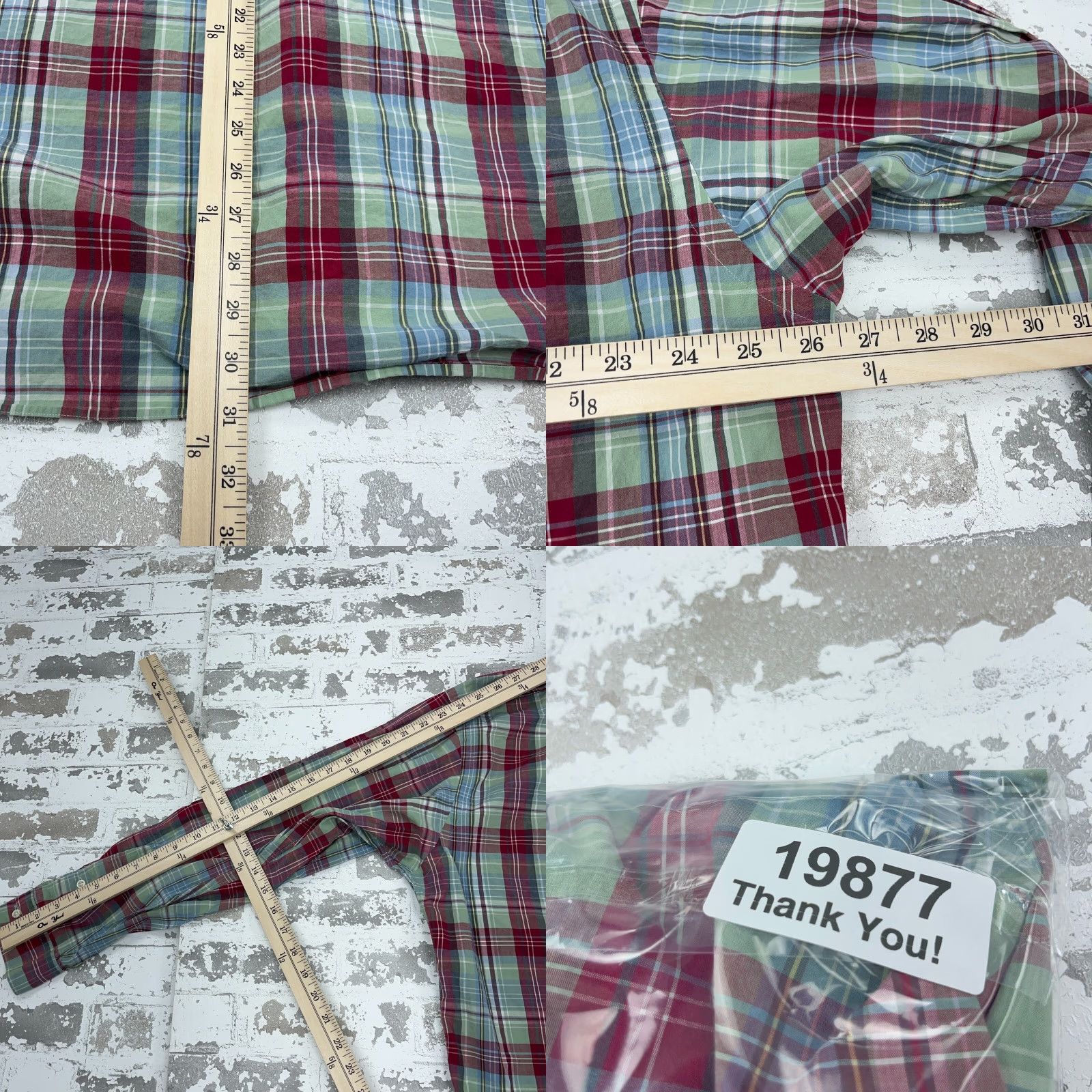 Ralph Lauren Ralph Lauren Shirt Men XL Green Plaid Button-Up Dress Shirt Mcmeel Poplin Pocket Shirt Size 46R - 9 Thumbnail