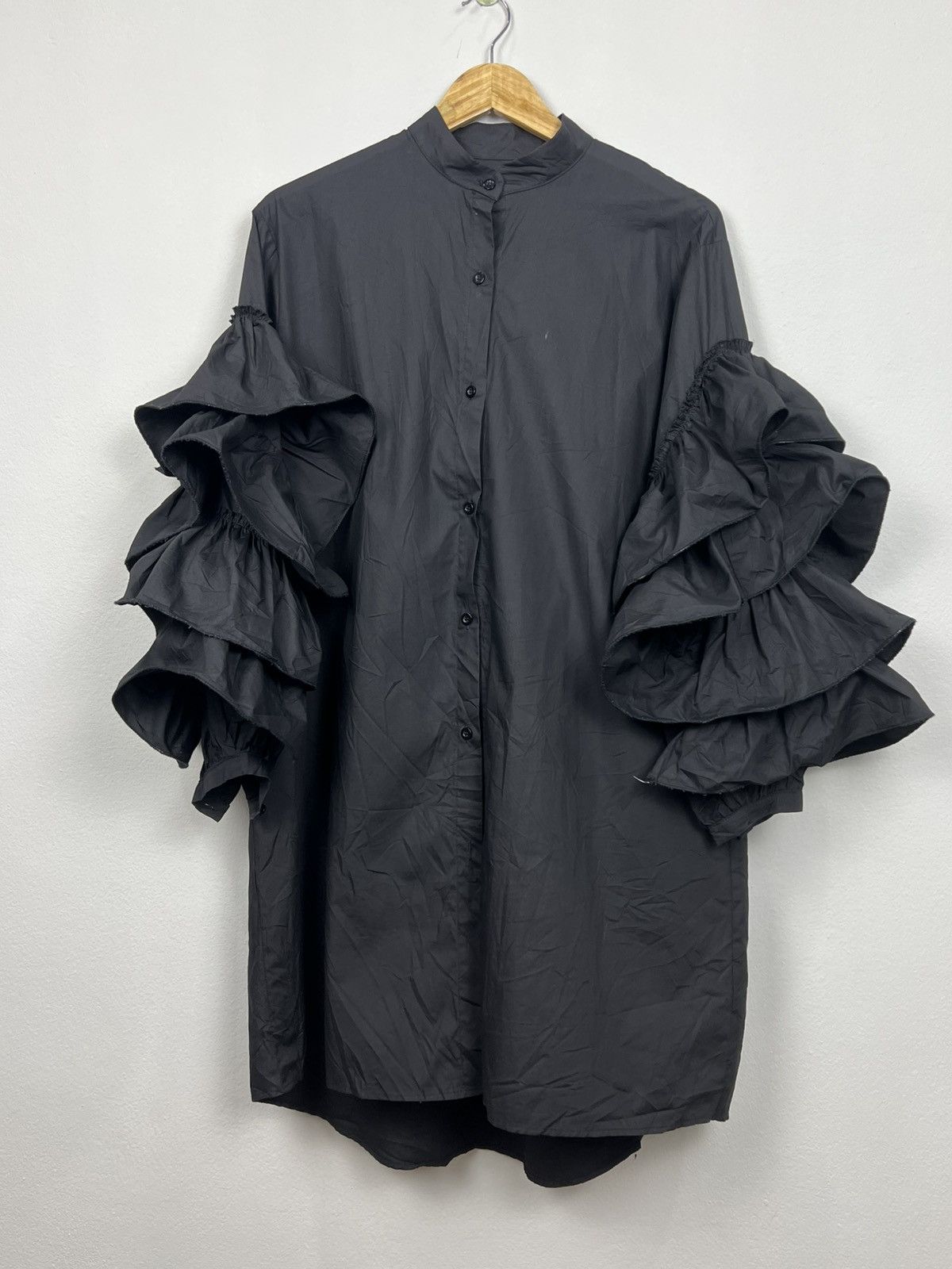 Japanese Brand Japan Architectural Tiered Ruffle Sleeve Shirt Dress Size ONE SIZE - 1 Thumbnail