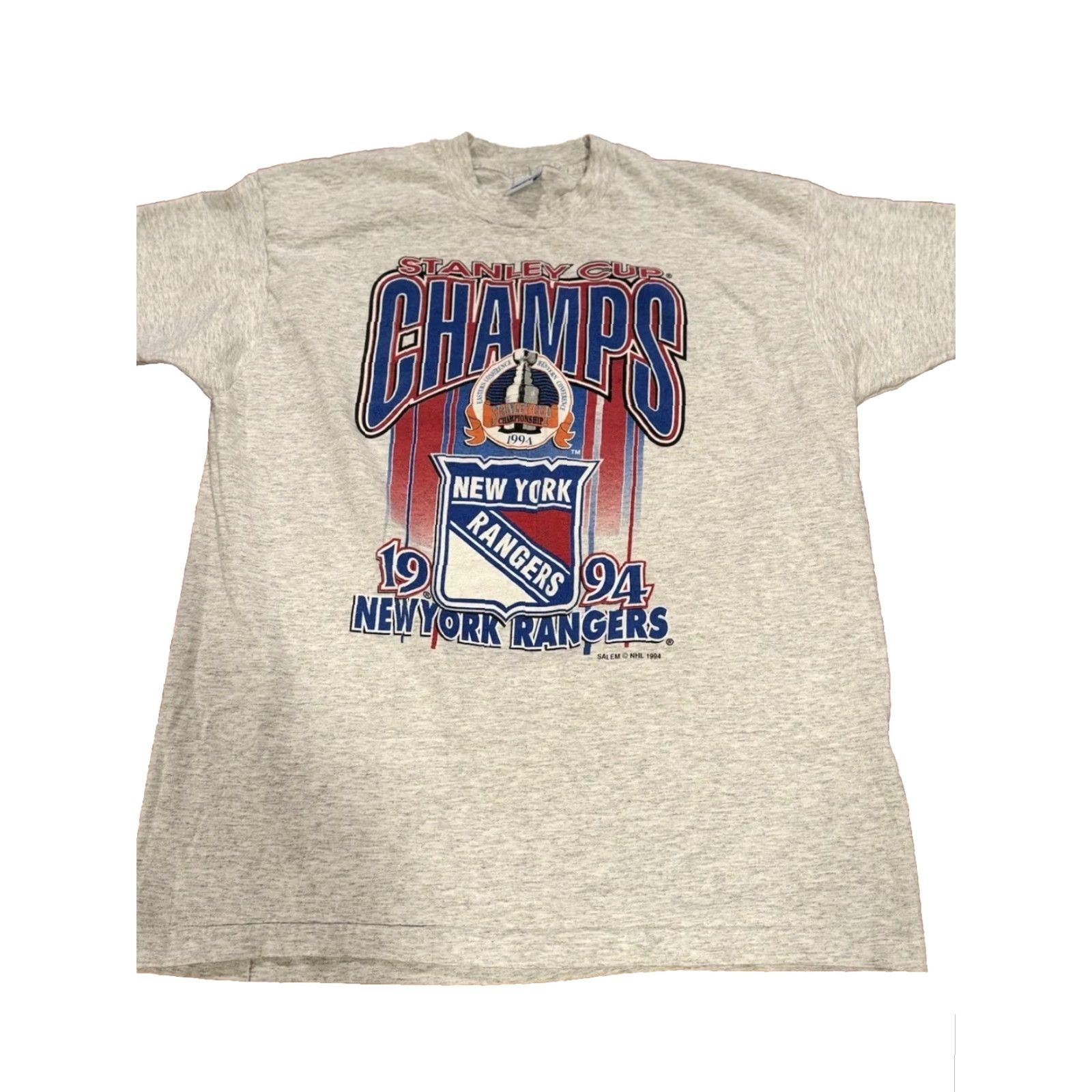 Salem Sportswear VINTAGE Salem Sportswear New York Rangers 1994 NHL Stanley Cup Champs T-Shirt XL Mens Gray Crew Neck Short Sleeve Graphic Print 90s USA Size US XL / EU 56 / 4 - 3 Thumbnail