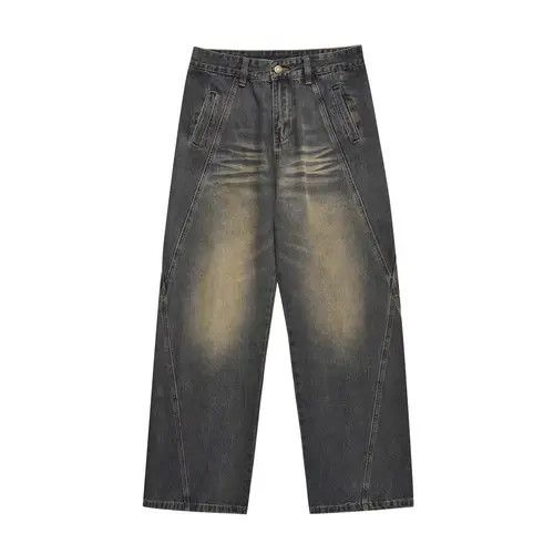 Japanese Brand Men's washed jeans with patchwork holes and pockets Size US 32 / EU 48 - 1 Thumbnail