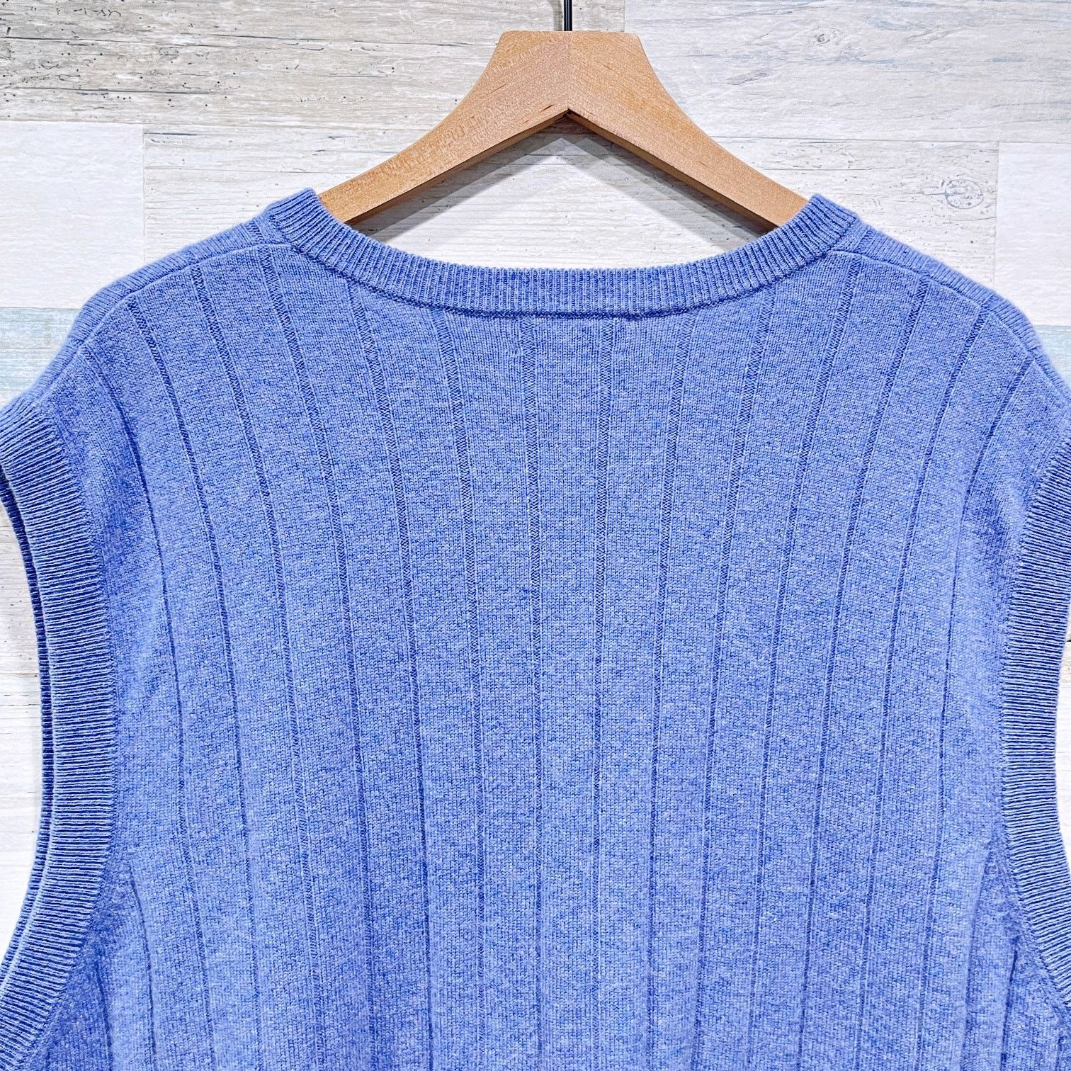 Lands' End Lands End Ribbed 100% Cashmere Sweater Blue V Neck XXL Size US XXL / EU 58 / 5 - 4 Thumbnail