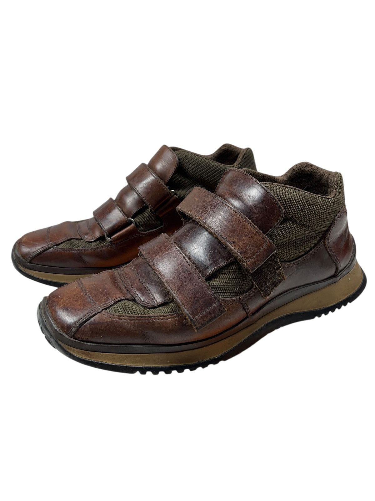 Prada Vintage AW98 Prada Velcro Tech Boots Brown Leather Archival Size US 10 / EU 43 - 1 Thumbnail