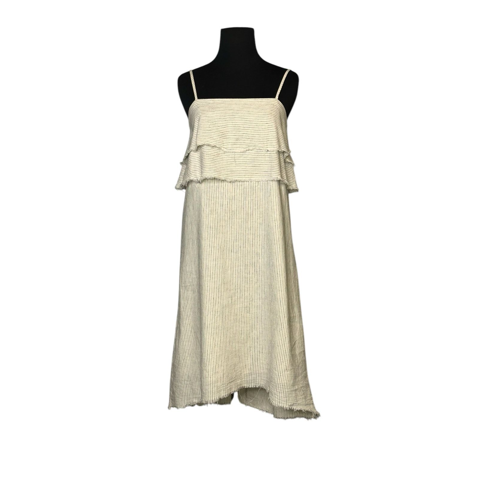 Zara ZARA Rustic Cream Pinstripe Linen Cami Dress size XS Size XS / US 0-2 / IT 36-38 - 1 Thumbnail