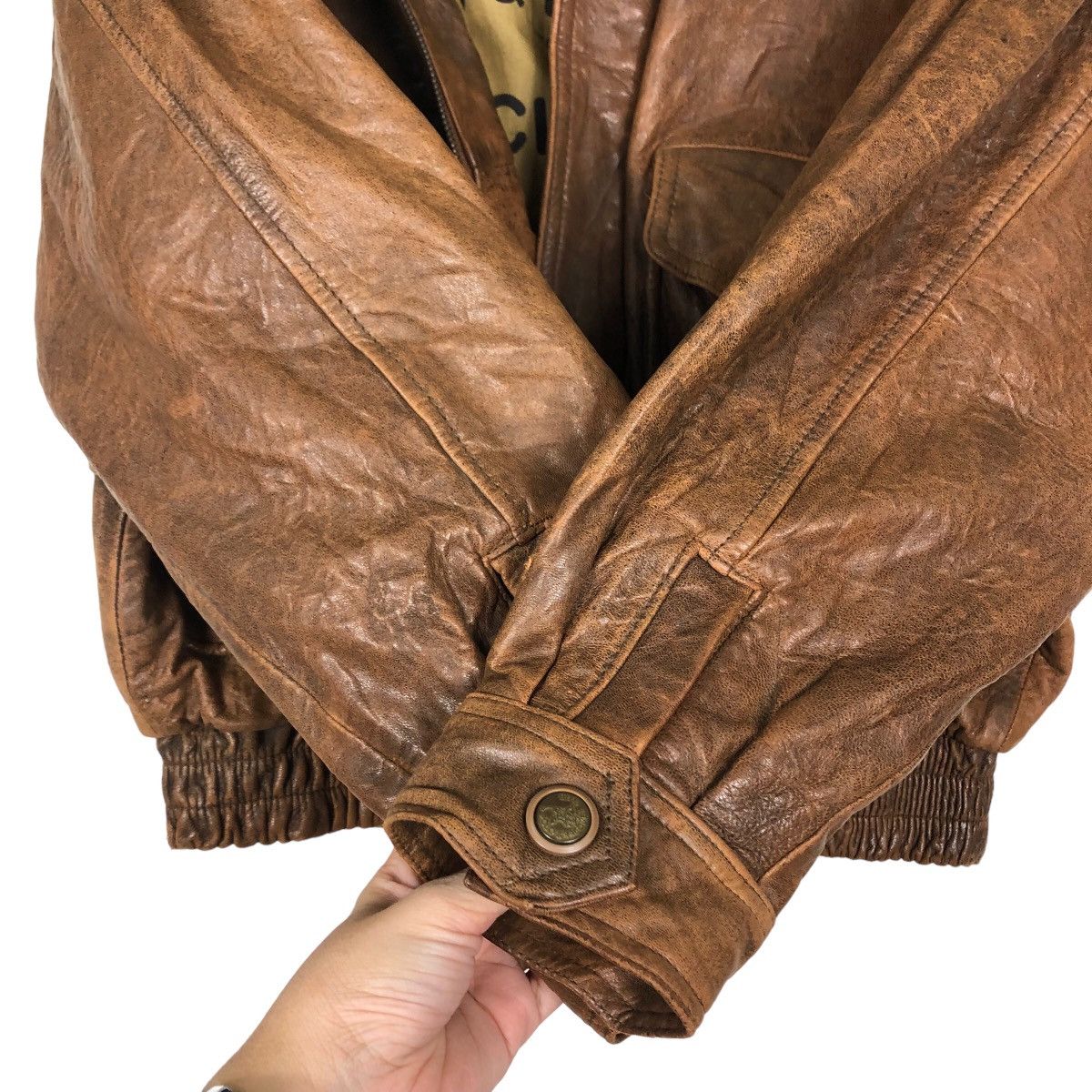 Genuine Leather 🔥80’s Vintage Bomber Leather Jacket Santa Barbara Polo Club Size US L / EU 52-54 / 3 - 13 Thumbnail