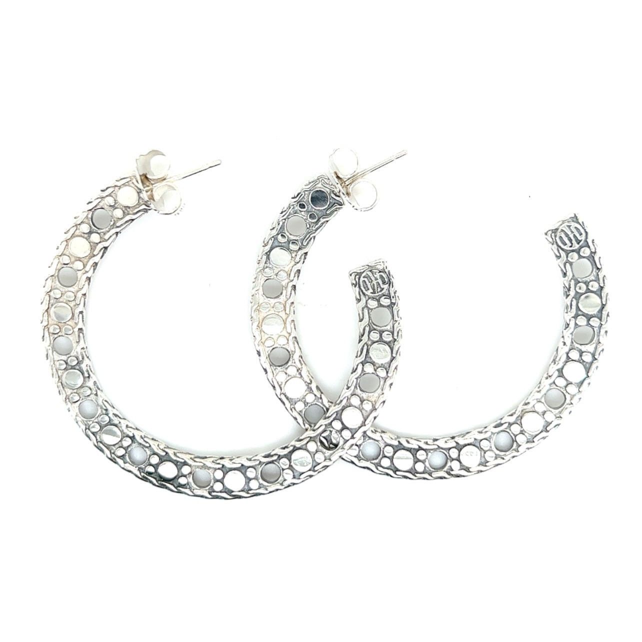 John Hardy John Hardy Sterling Silver 925 Dot Flat Hoop Earrings 2in Size ONE SIZE - 2 Thumbnail