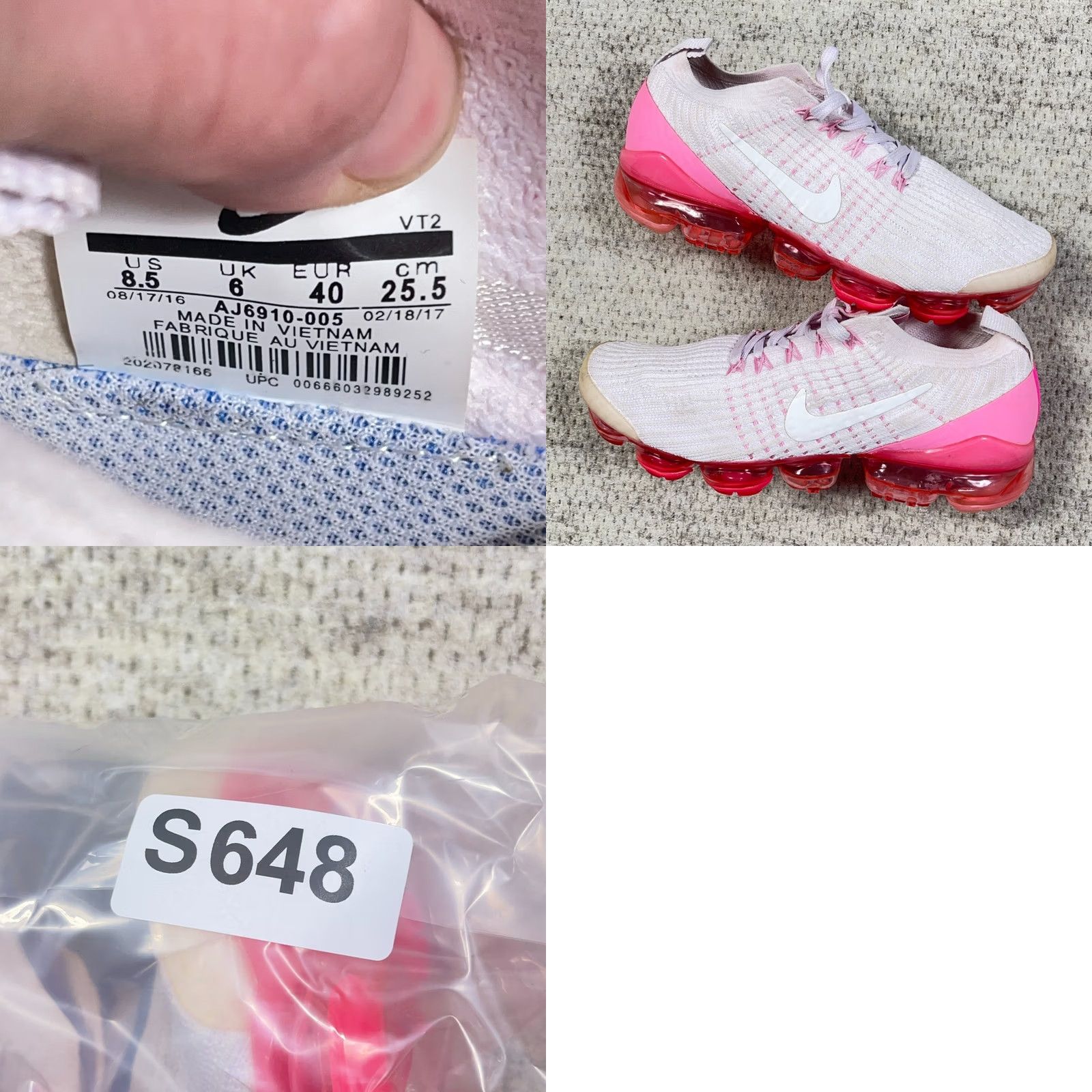 Nike Nike Air VaporMax 3 WMNS White Pink Running Sneakers Size 8.5 AJ6910-005 Size US 9 / IT 39 - 9 Thumbnail