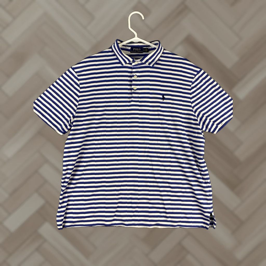 Polo Ralph Lauren VINTAGE Polo Ralph Lauren Polo Golf Men's Shirt XL Blue White Stripes Size Polo Regular Size US XL / EU 56 / 4 - 1 Thumbnail