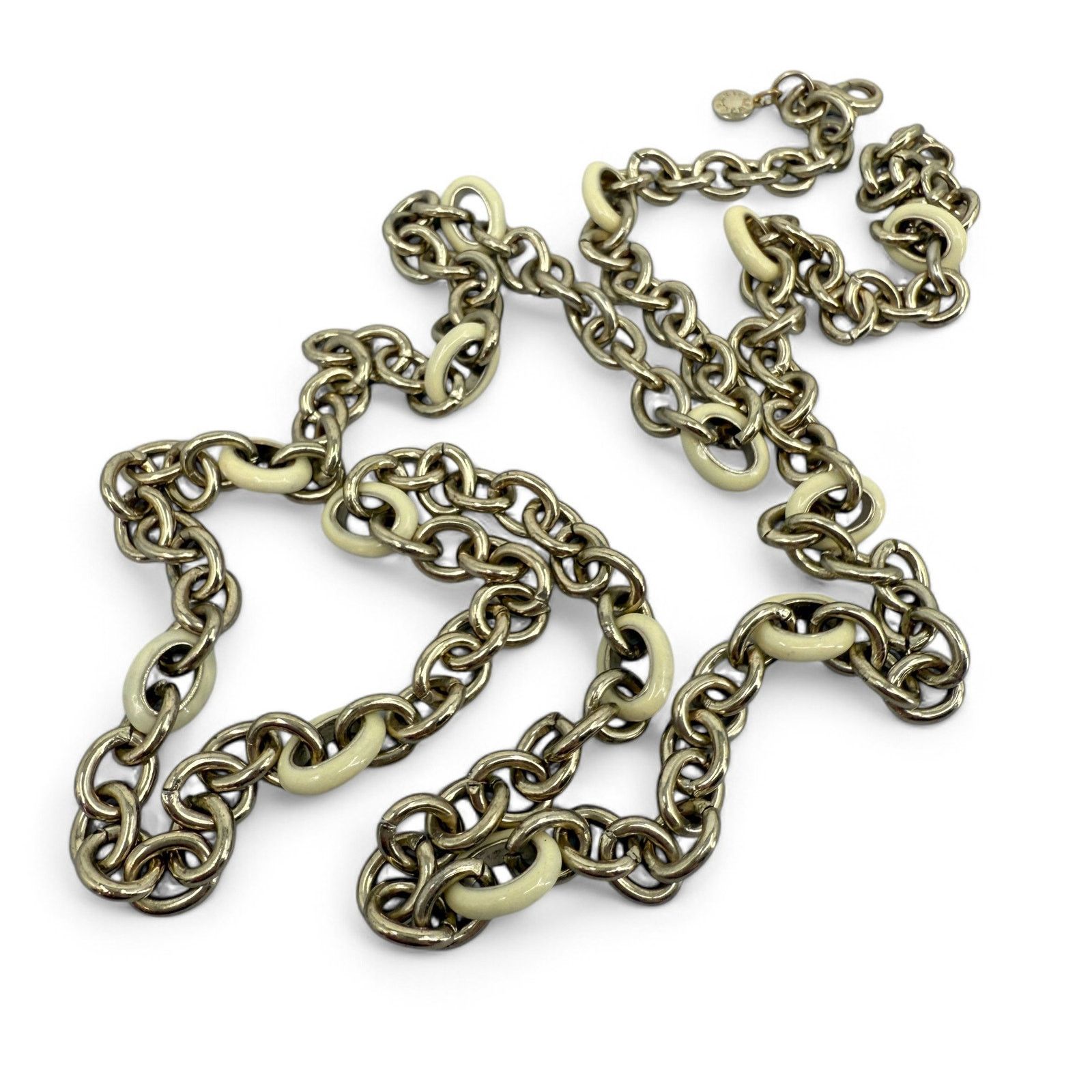 J.Crew J Crew Long Chain Necklace Gold Tone with Cream Enamel Links Size ONE SIZE - 3 Thumbnail