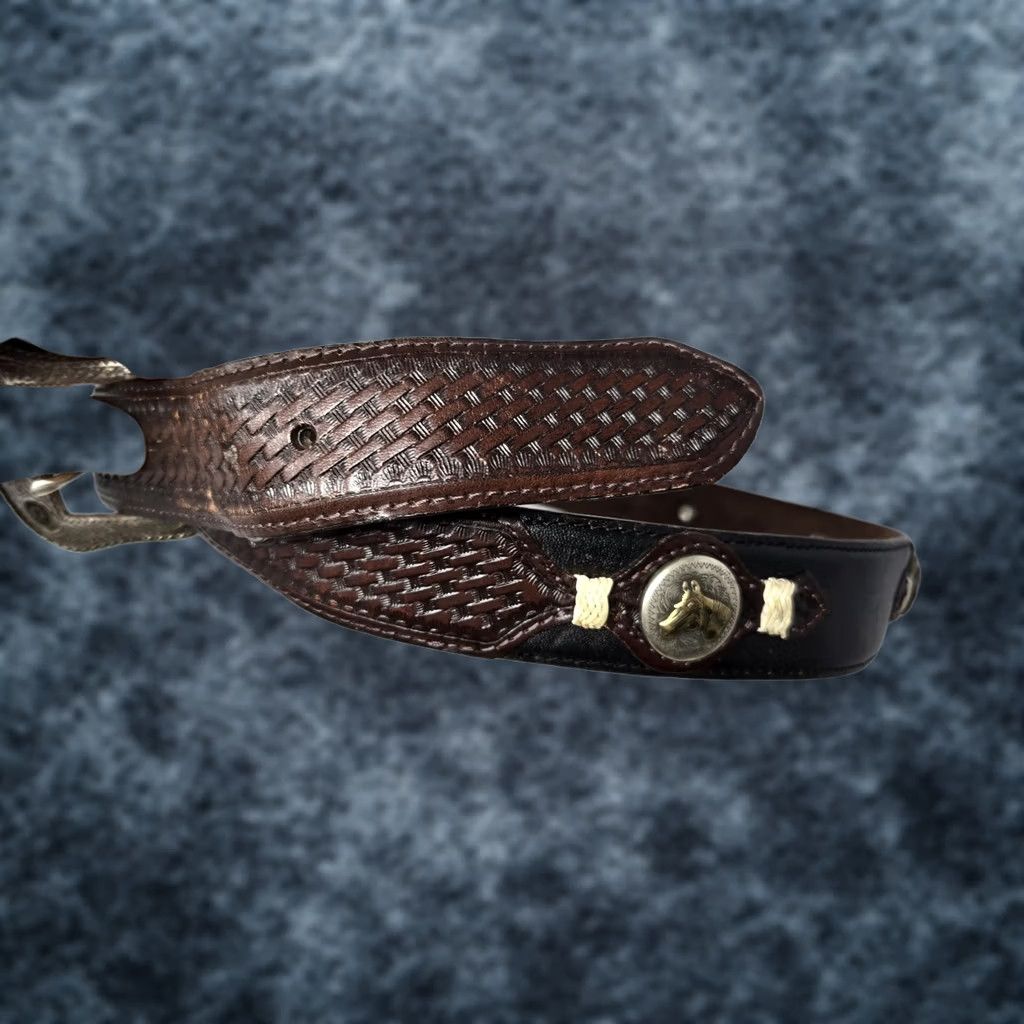Vintage VINTAGE Jack Daniels Belt Leather Men's 38 Black Western Style Rare Belt Mens Black Leather Western 38 Jack Daniels Vintage Size 38 - 1 Thumbnail