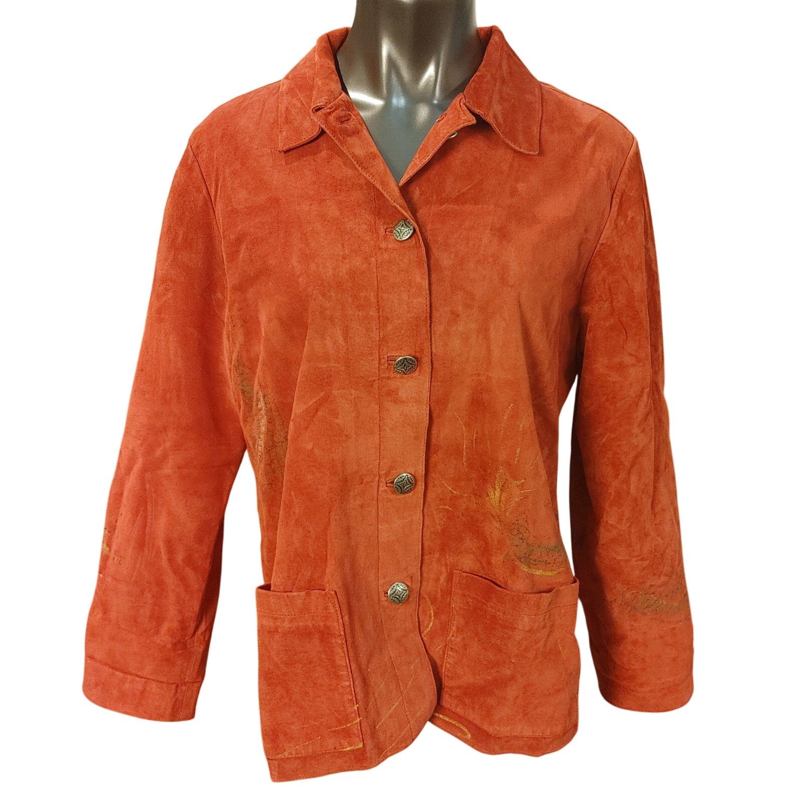 Other Chicos Design Womens 2 Orange Gold Oriental Design Bttn Dwn Size XXL / US 16-18 / IT 52-54 - 1 Thumbnail