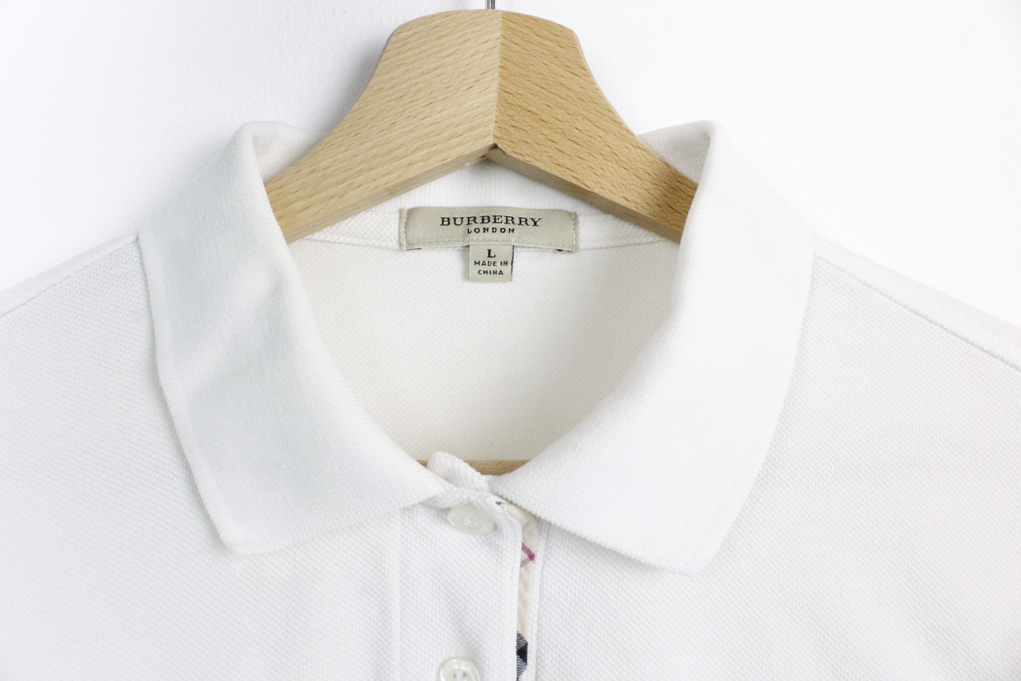 Burberry Womens Burberry Logo Check Details 3/4 Sleeve Polo Shirt Size L / US 10 / IT 46 - 3 Thumbnail
