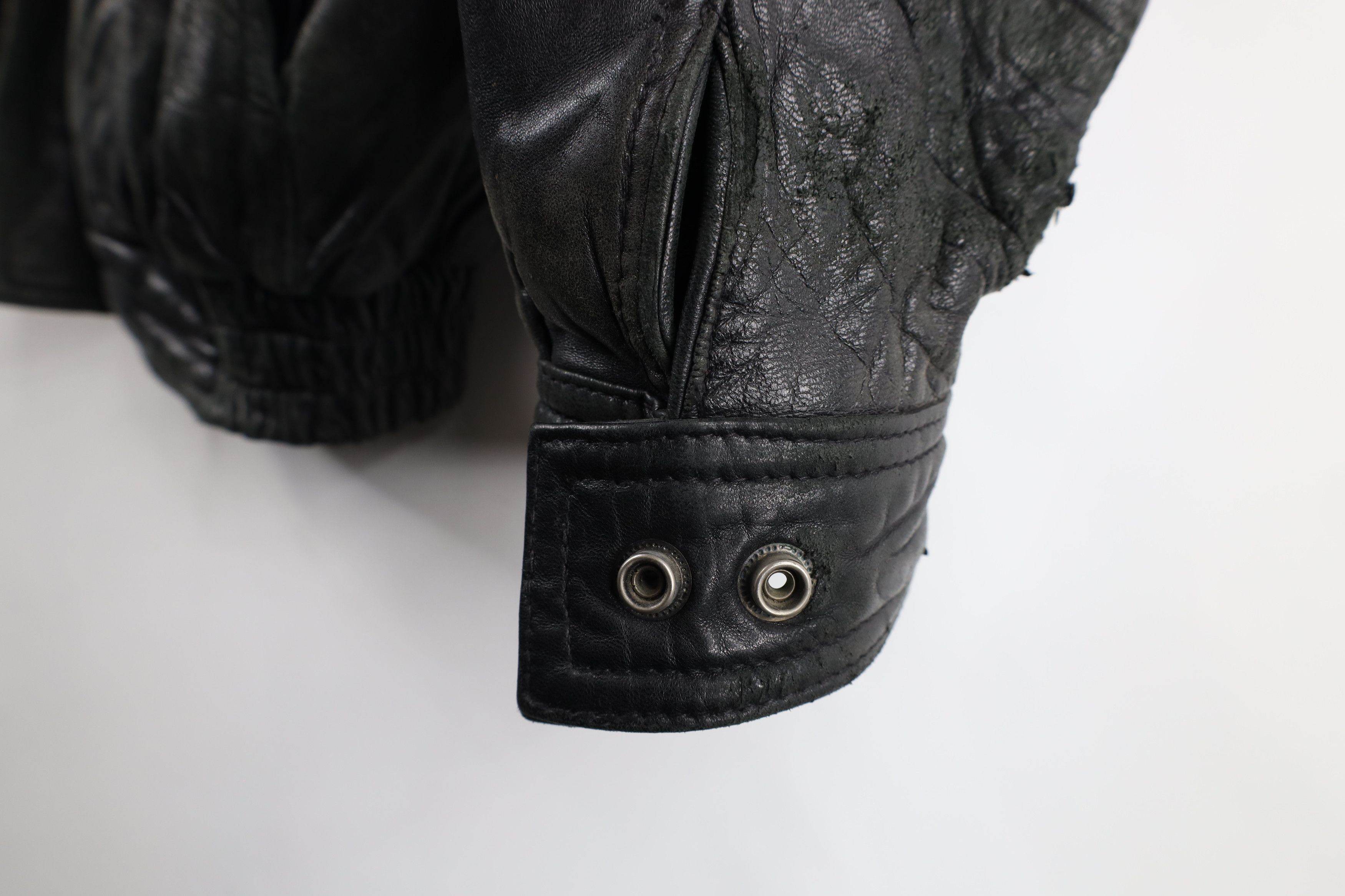 Vintage Vintage 90s Streetwear Full Zip Leather Bomber Jacket Black Size US L / EU 52-54 / 3 - 7 Thumbnail
