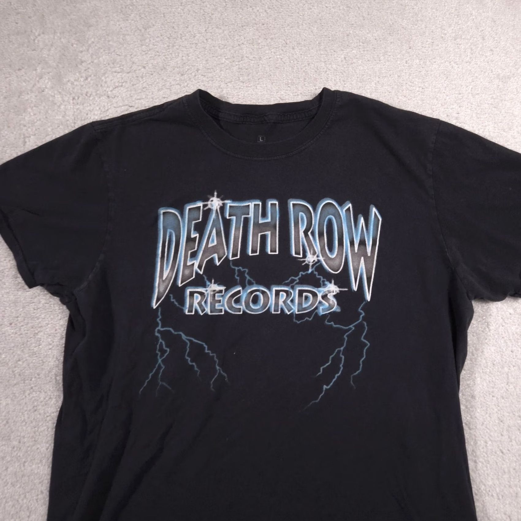 Logo 7 VINTAGE Death Row Records Shirt Mens Large Black Lightning Logo Graphic Tee Rap Hip Hop Size US L / EU 52-54 / 3 - 4 Thumbnail