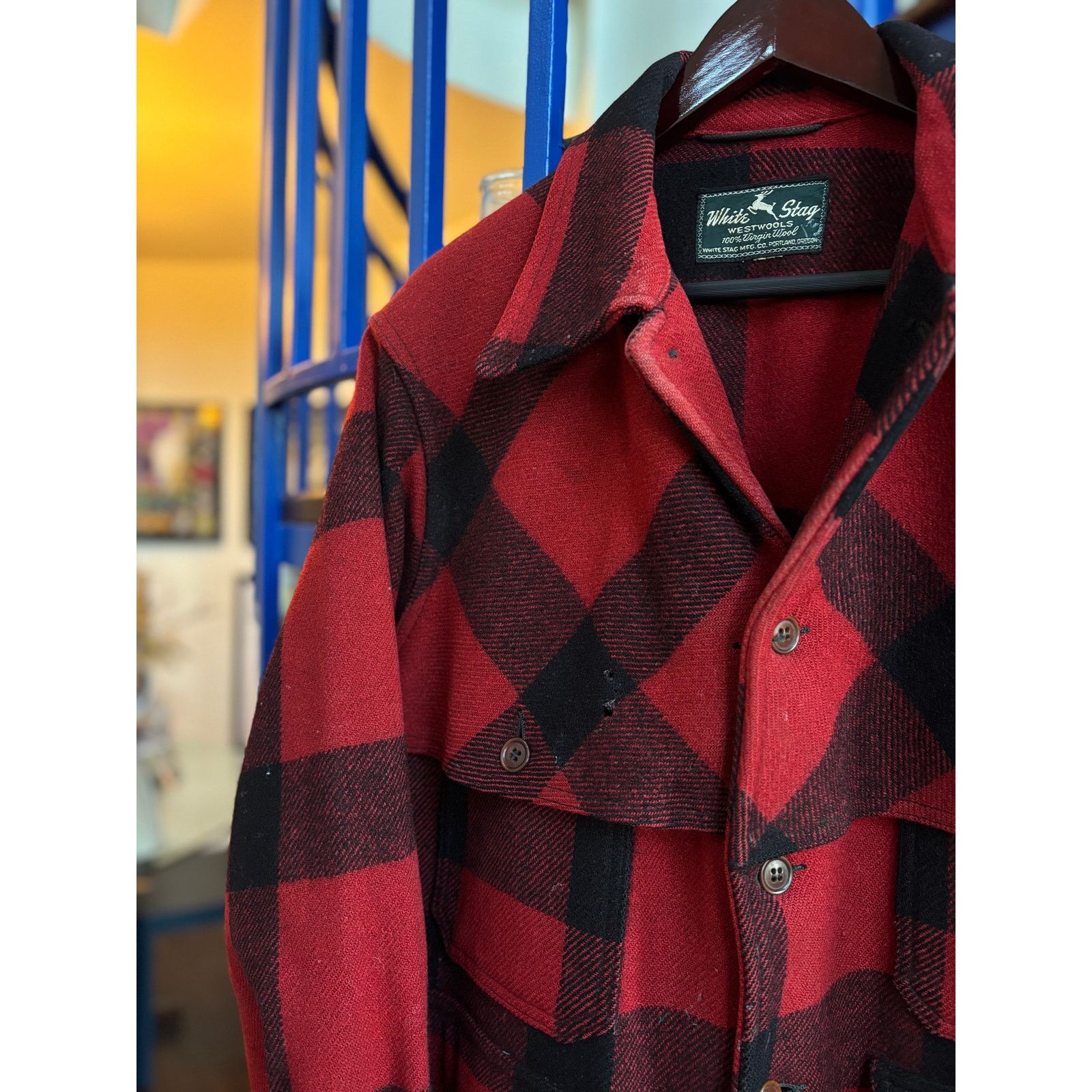 Vintage White Stag Red & Black Plaid Wool Cruiser Jacket Size L Size US L / EU 52-54 / 3 - 4 Thumbnail