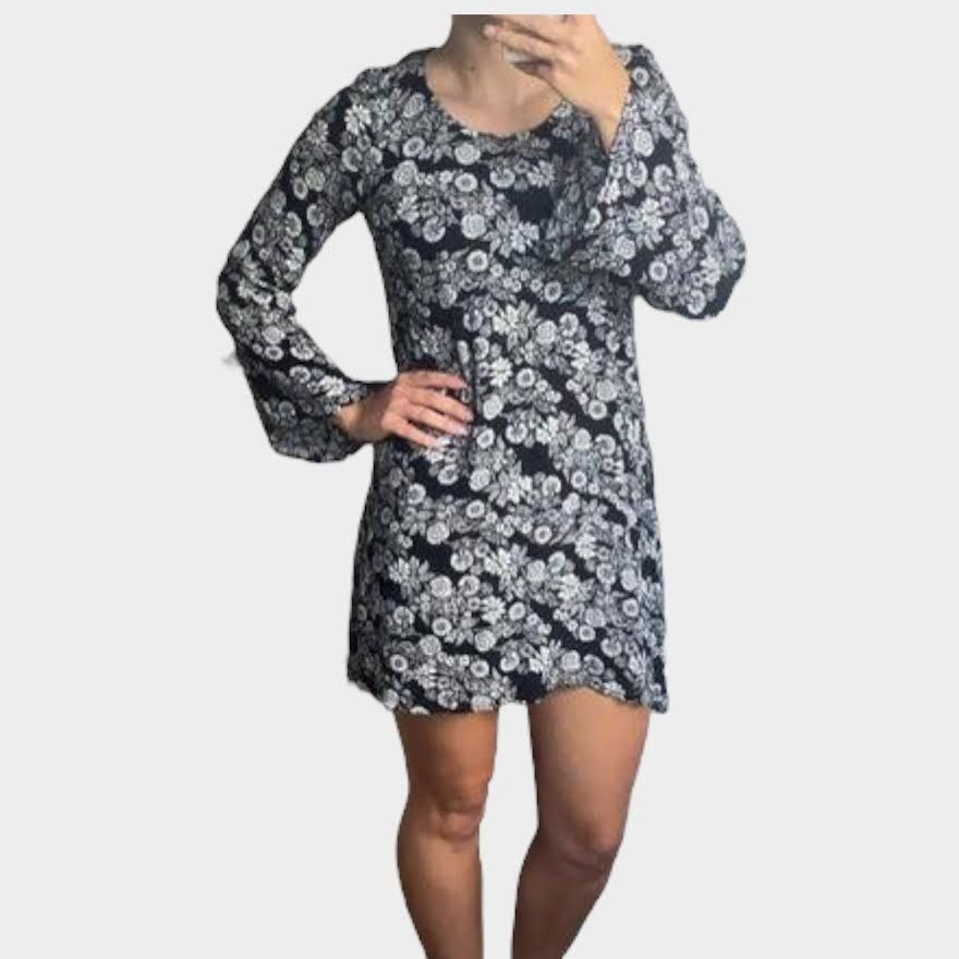 Mossimo Mossimo | Floral Black and White Bell Sleeve Dress | Small Size S / US 4 / IT 40 - 7 Thumbnail