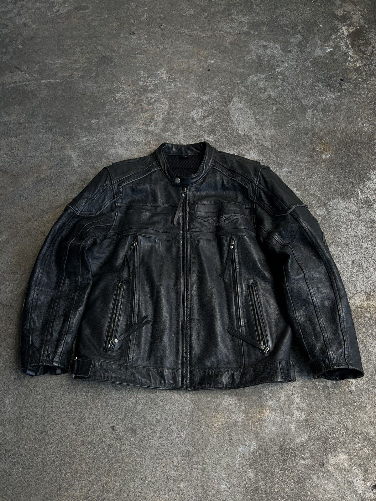 Harley Davidson × West Coast Choppers Crazy Vintage Harley Davidson Leather Jacket Big Logo Rare Size US L / EU 52-54 / 3 - 3 Thumbnail