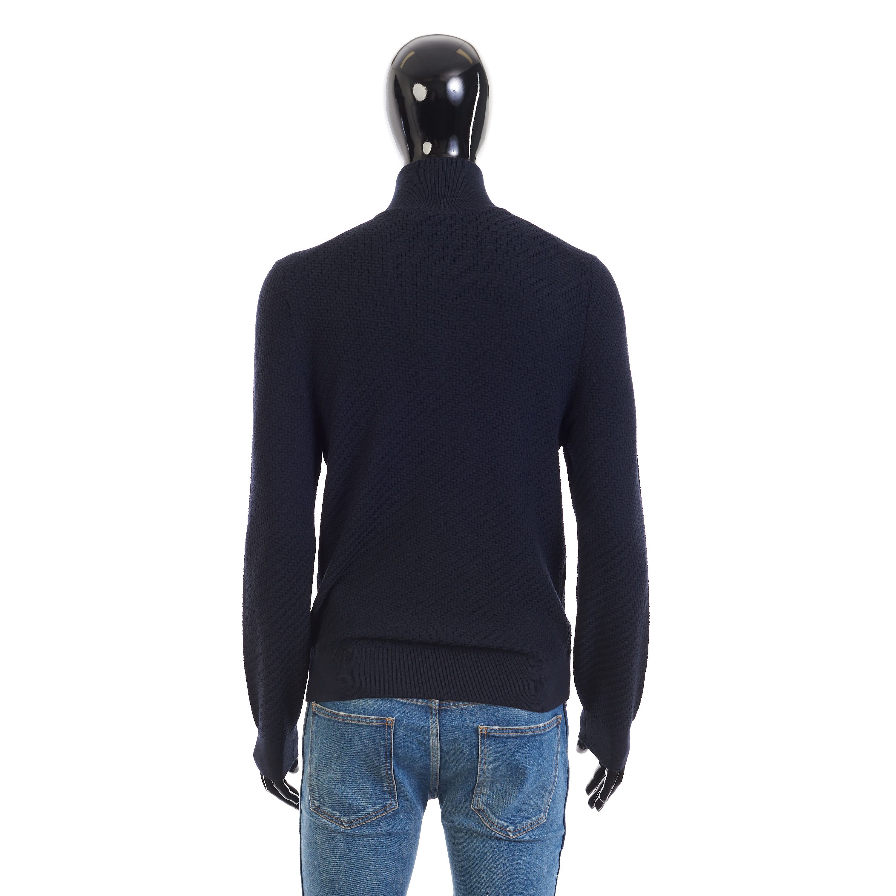 Brioni Navy Blue Full Zup Up Sweater - Regimental Knit Motif Size US M / EU 48-50 / 2 - 4 Thumbnail