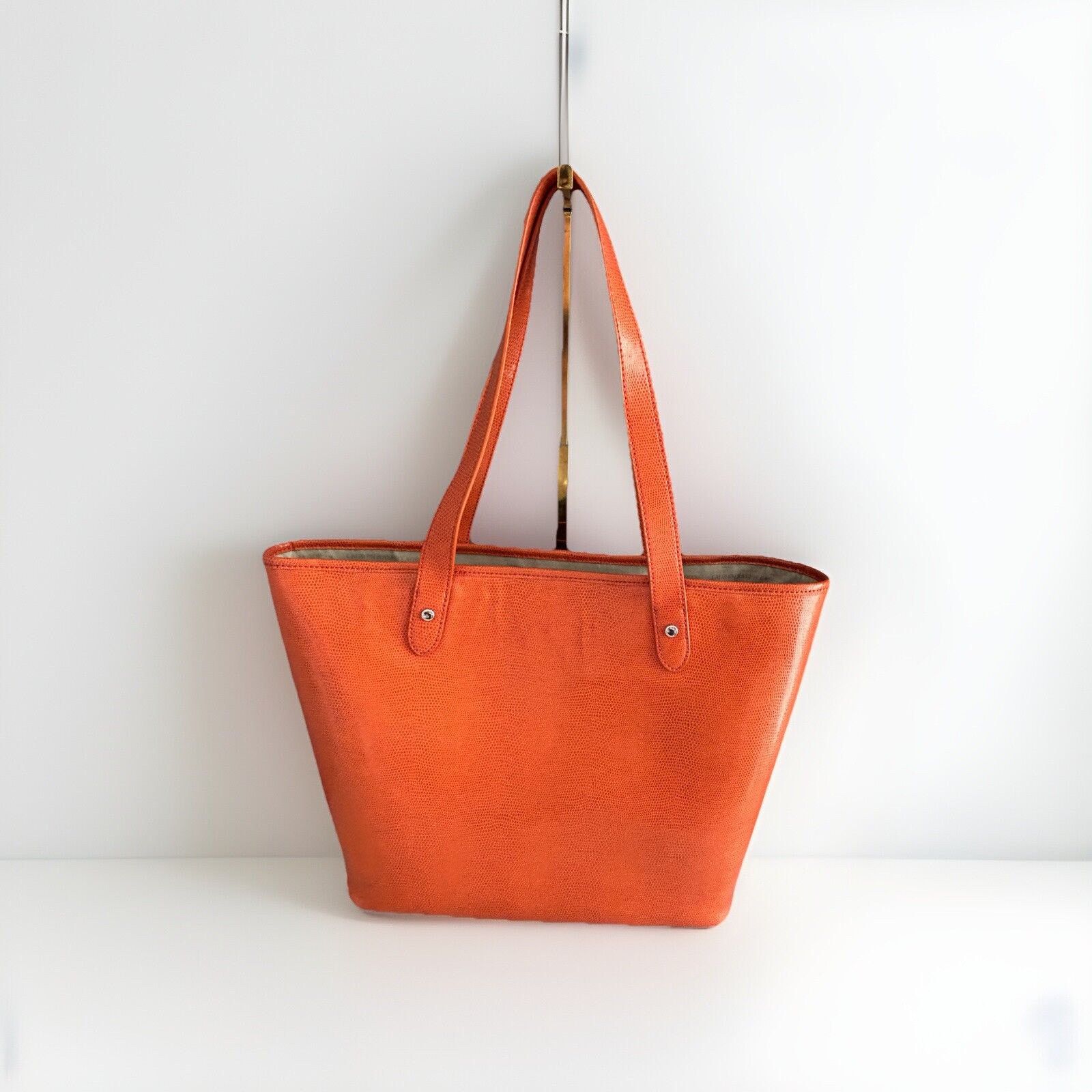 Lauren Ralph Lauren New Ralph Lauren Orange Newton Classic Tote Bag Snakeskin Size ONE SIZE - 2 Thumbnail