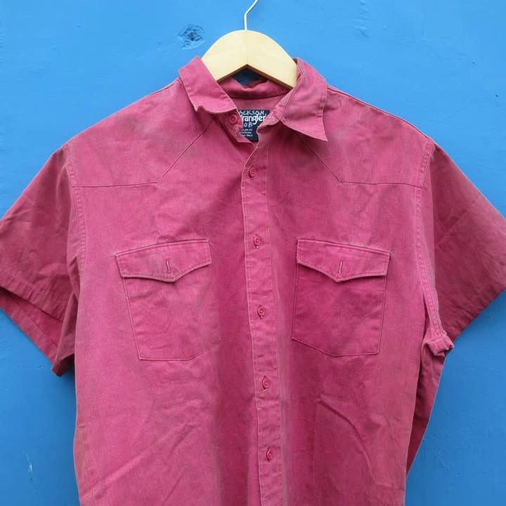 Vintage × Wrangler Vintage 70s Wrangler shirt Regular Fit red made in usa Size US L / EU 52-54 / 3 - 4 Thumbnail