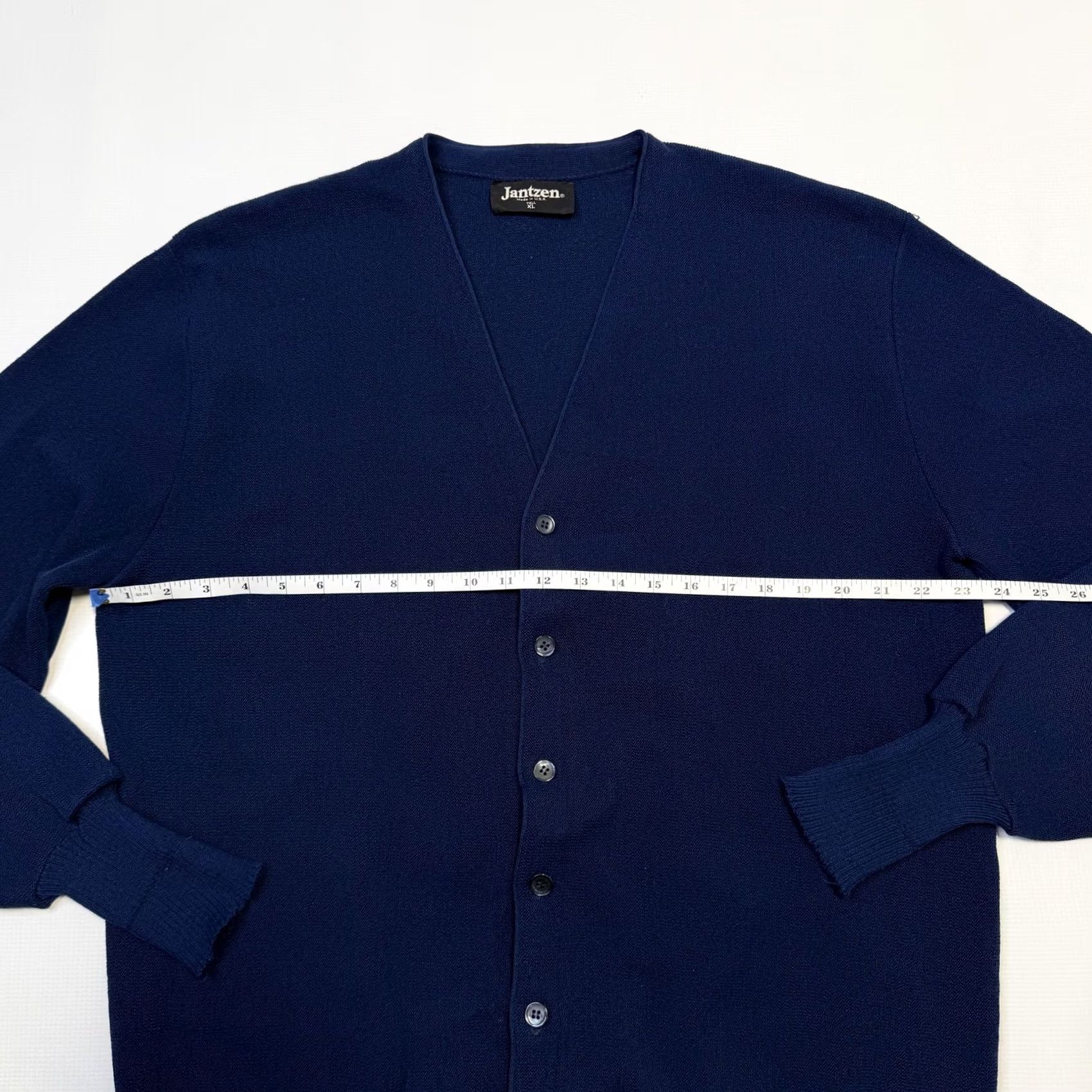 Jantzen VINTAGE Jantzen Cardigan Sweater Mens Big & Tall XL Blue V-Neck Knit Grandpa Cobain USA Size US XL / EU 56 / 4 - 5 Thumbnail