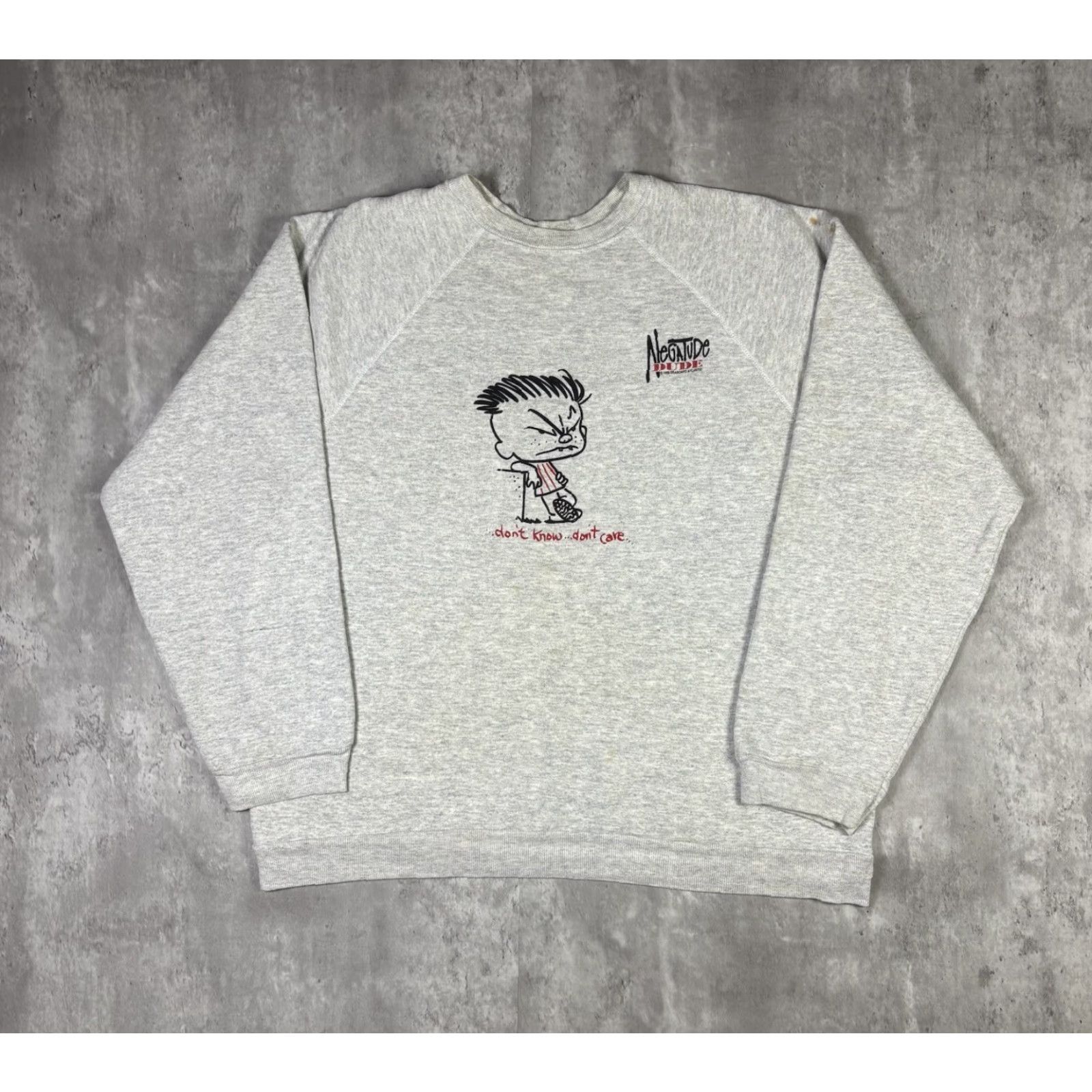 Tultex VINTAGE Negatude Dude Art Promo Sweatshirt Dont Know Dont Care Raglan Adult XL gray Nike? Size US XL / EU 56 / 4 - 2 Thumbnail