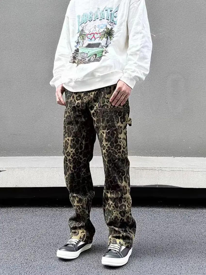 Designer × Japanese Brand Washed leopard print casual vintage denim pants Size US 34 / EU 50 - 2 Thumbnail