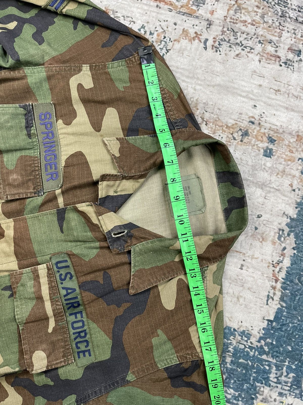 Vintage Vtg 80s USAF Airman First Class Woodland Camo Combat Jacket Size US S / EU 44-46 / 1 - 10 Thumbnail