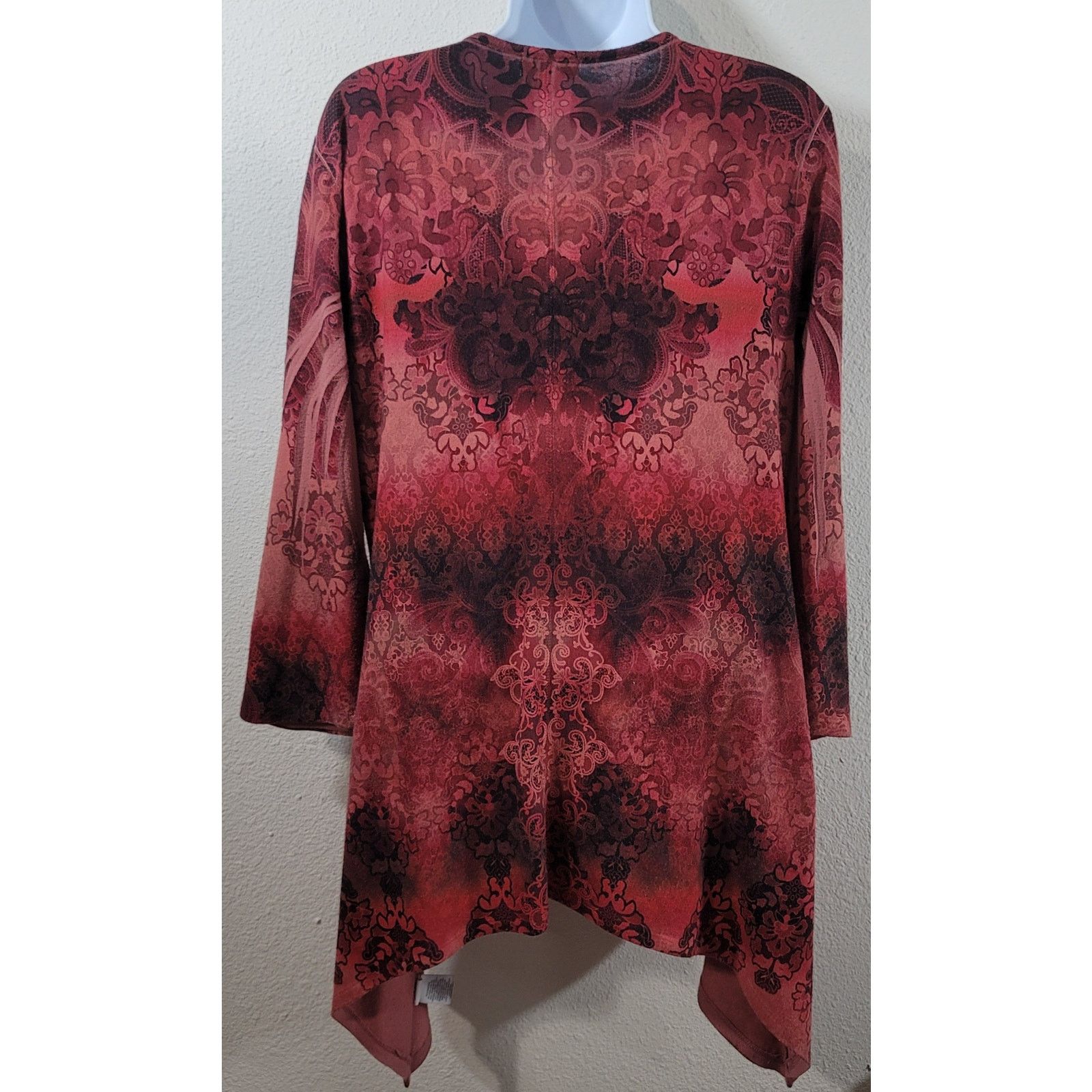 Other World Unity Red Burgundy Lace Bodice Rhinestone Top Large Size L / US 10 / IT 46 - 2 Thumbnail