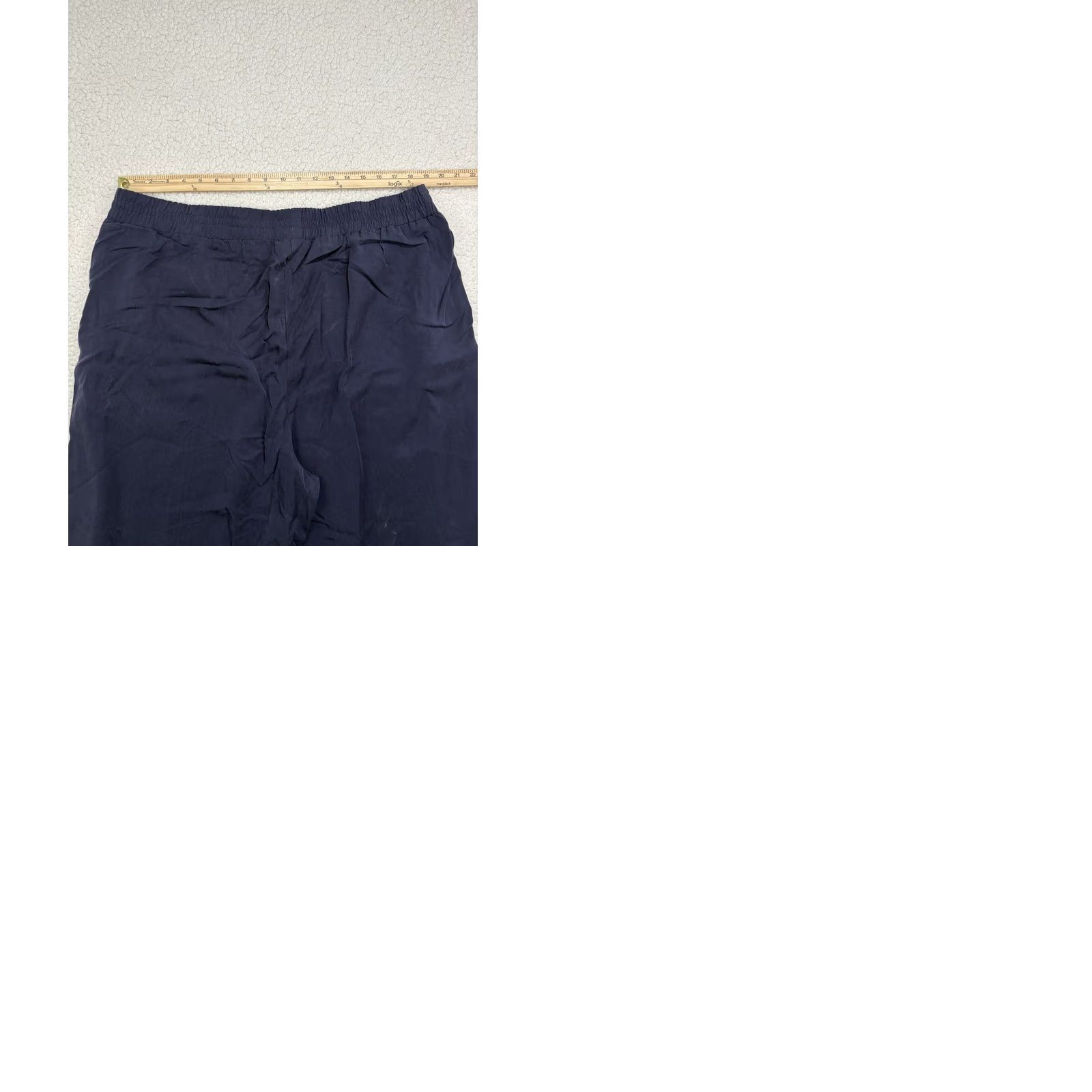 Vintage Saint + Sofia Pants Womens 16 Adaline Wide Leg Pull On Elastic Waist Navy Blue Striped Tencel 30 in Inseam Size 38" / US 16 / IT 52 - 9 Thumbnail