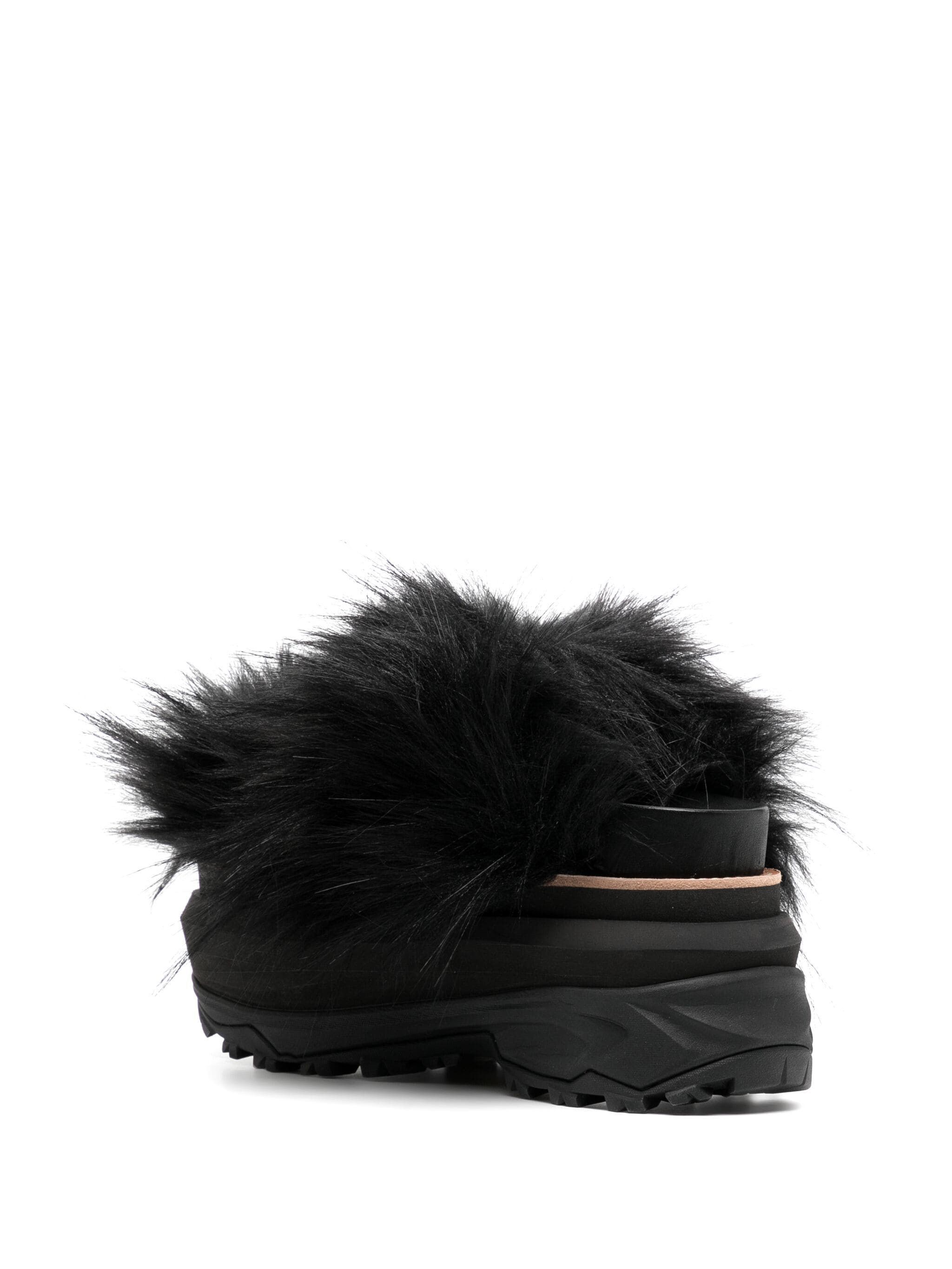 Sacai o1s22i1n0924 Faux Fur Strap Slides in Black Size US 8 / IT 38 - 3 Thumbnail