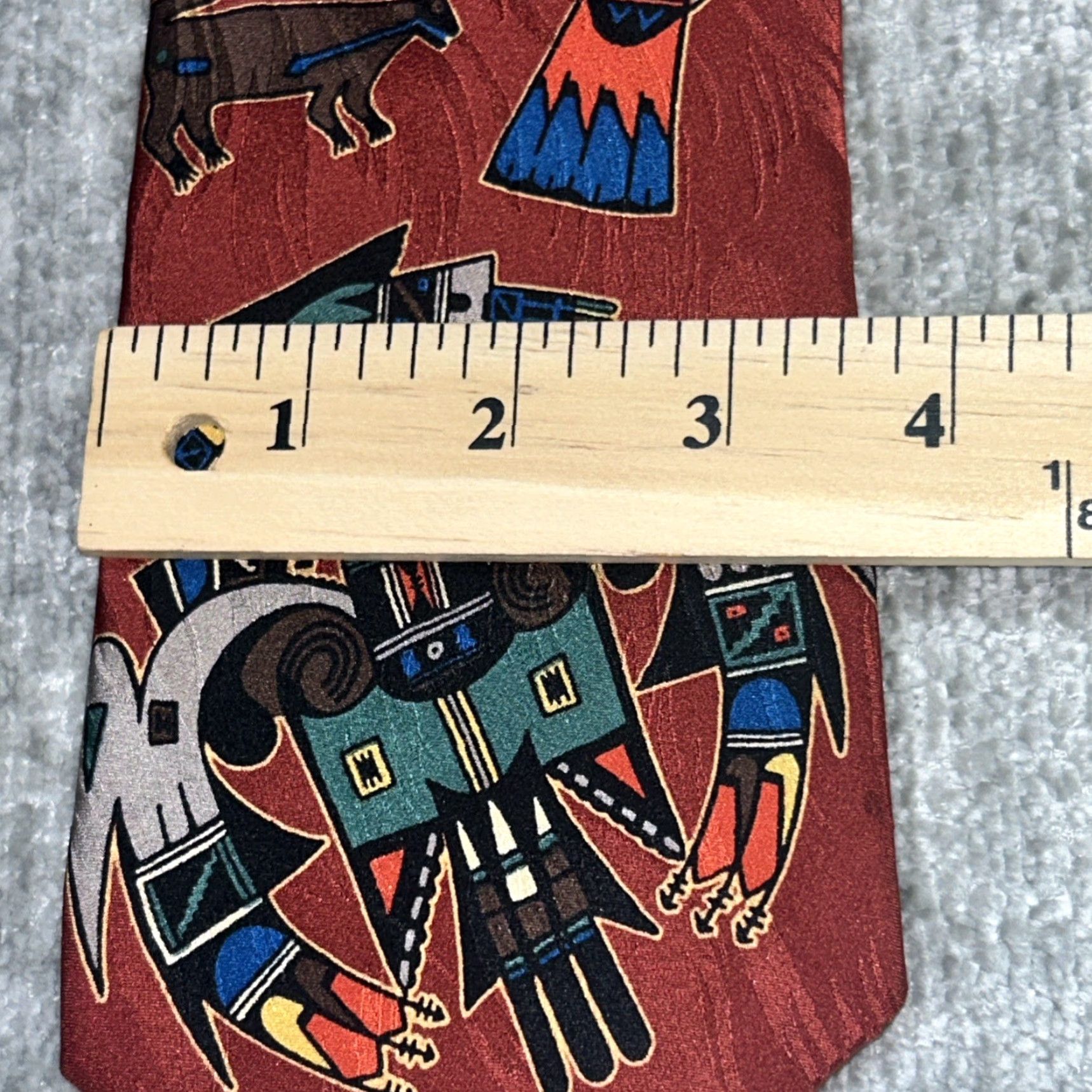Vintage VINTAGE RM STYLE Thunderbirds Kachina 100% Silk Men Tie Dark Red 1994 Size ONE SIZE - 7 Thumbnail