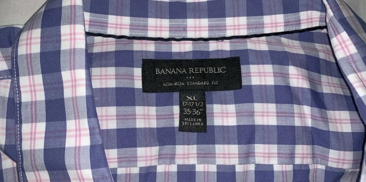 Banana Republic Banana Republic Casual Slim-Fit Purple Plaid Button-Up Shirt Size US XL / EU 56 / 4 - 3 Thumbnail