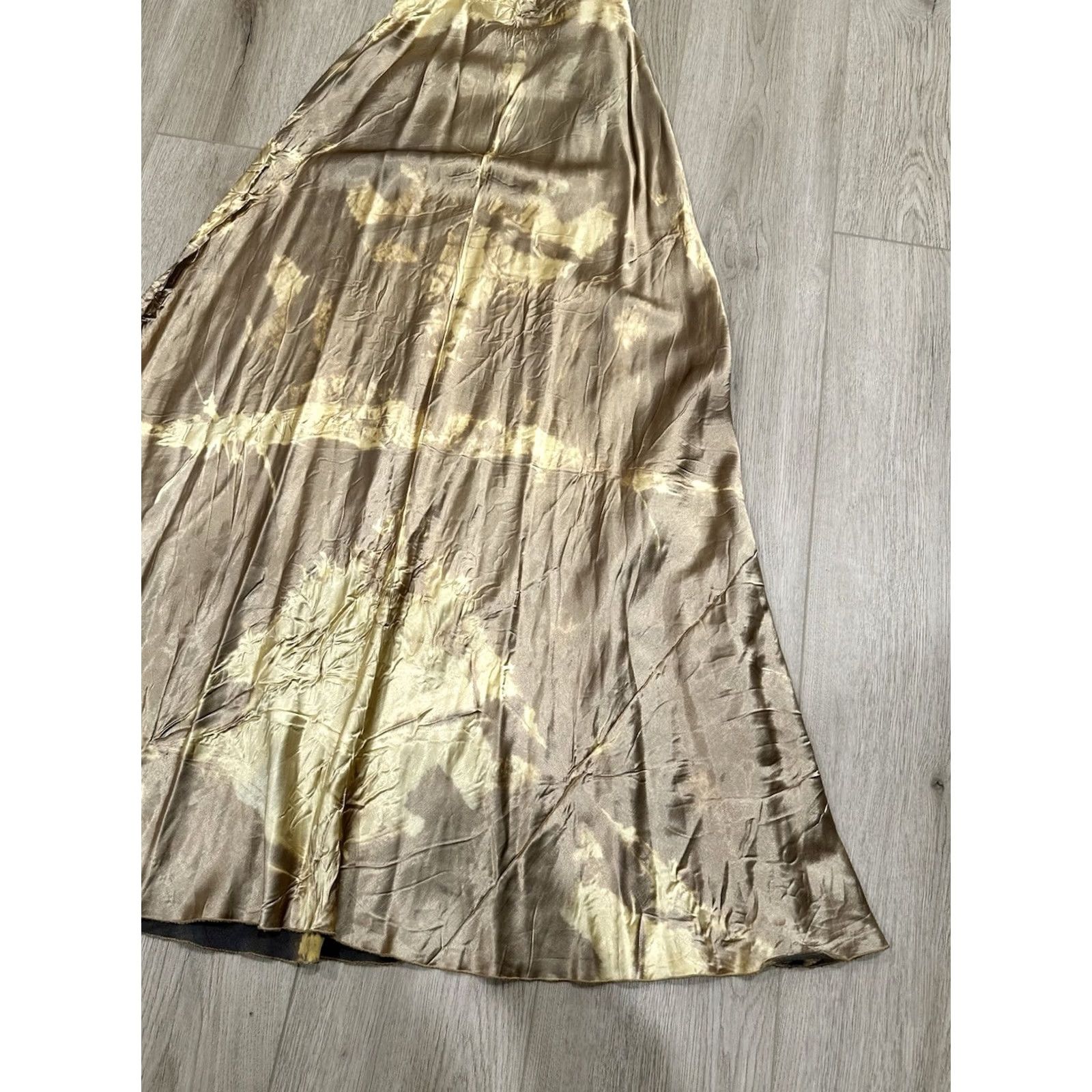 Vintage VINTAGE Momo Falana Dress Women's Long Sleeveless Hand Dyed Rayon Gold "Empire" Small Size S / US 4 / IT 40 - 2 Thumbnail