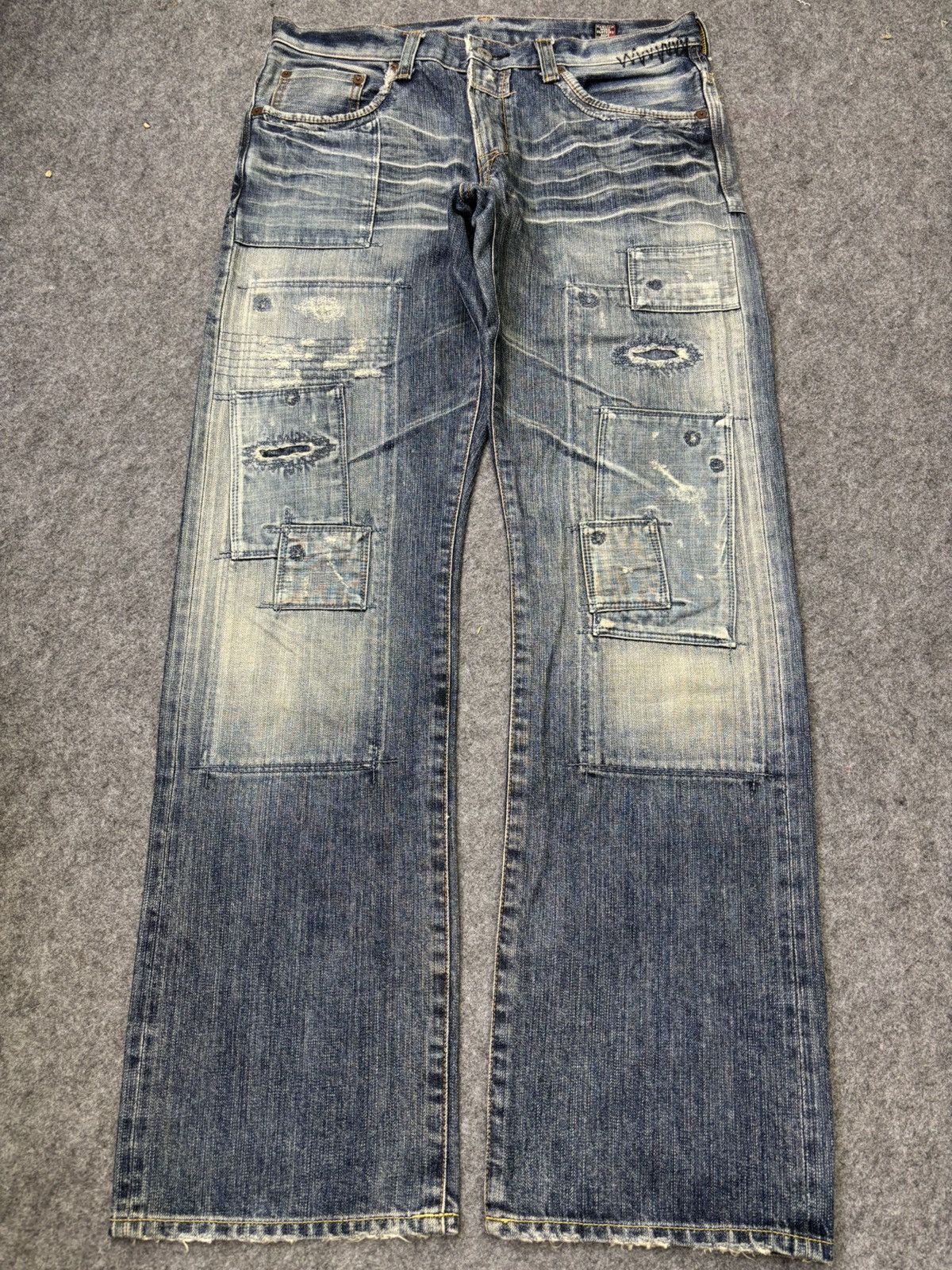 Japanese Brand 💥Insane Boro💥Archival Bartack Patchwork Denim F786 Size US 33 - 21 Thumbnail