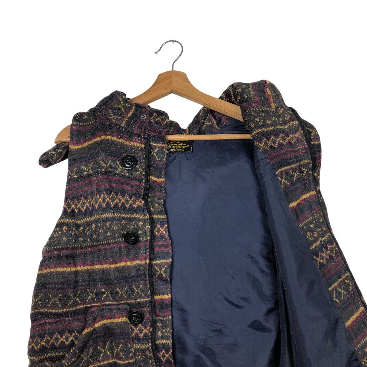 45rpm 📌Vintage Wool Vest Jacket Hoodie Create Barefoot Striped Size US M / EU 48-50 / 2 - 14 Thumbnail